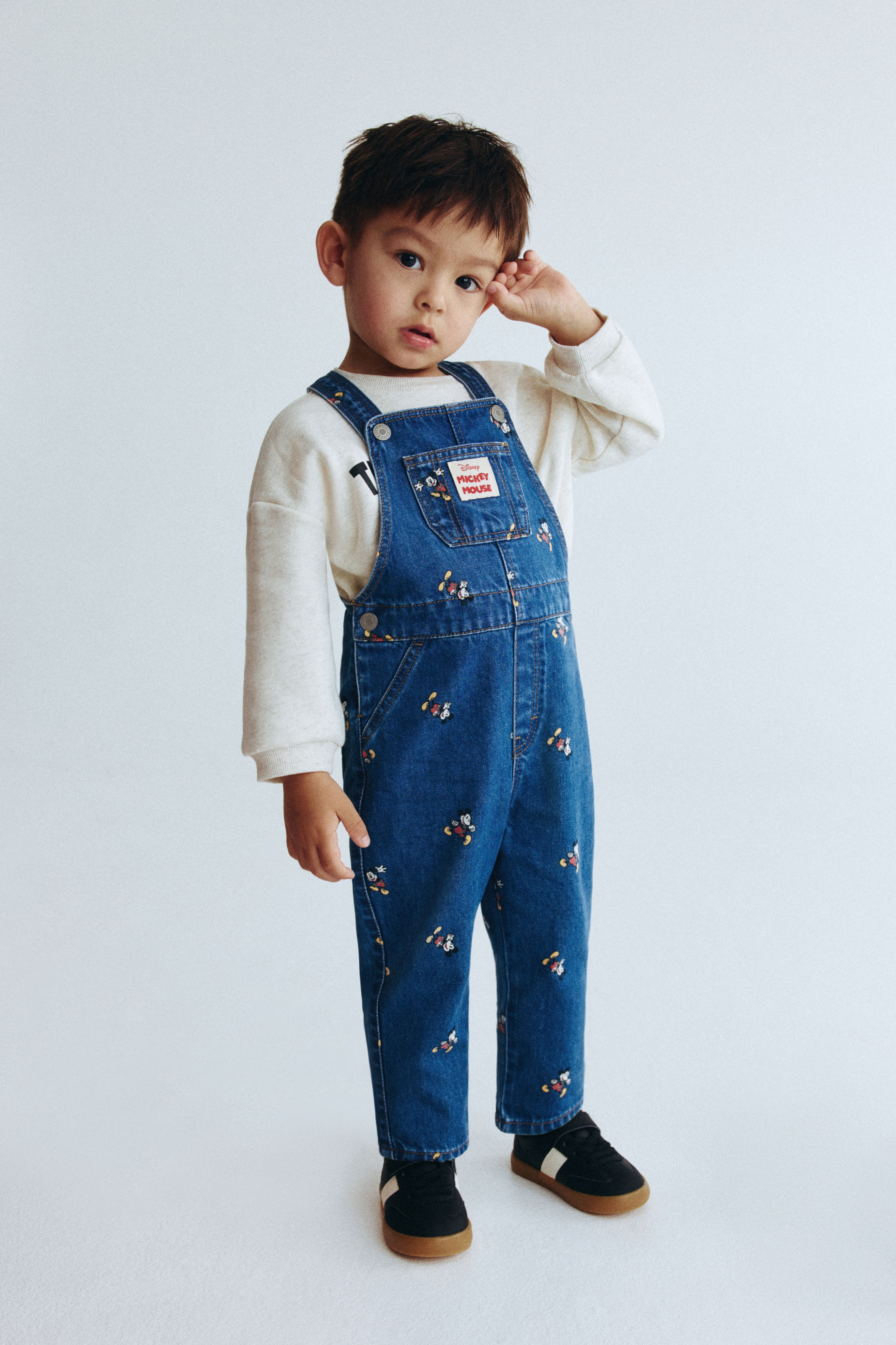 Printed Denim Overalls