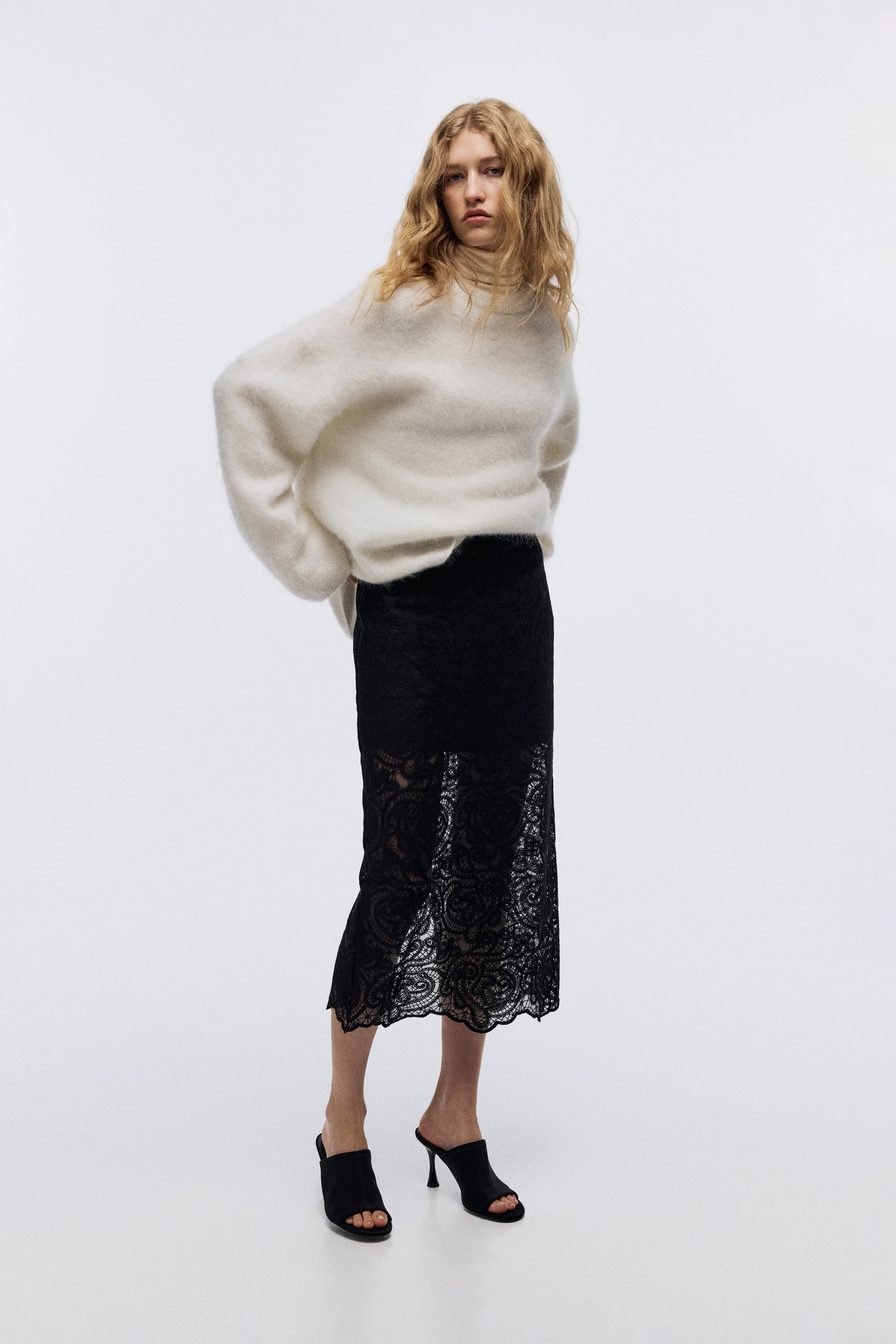 拡大画像を表示: レースペンシルスカート - ブラック - レディース | H&M JP 1