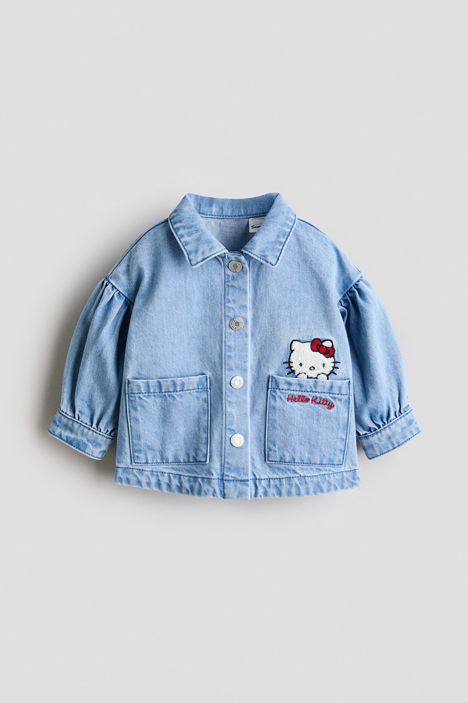 Embroidered-Detail Denim Jacket - Denim blue/Hello Kitty