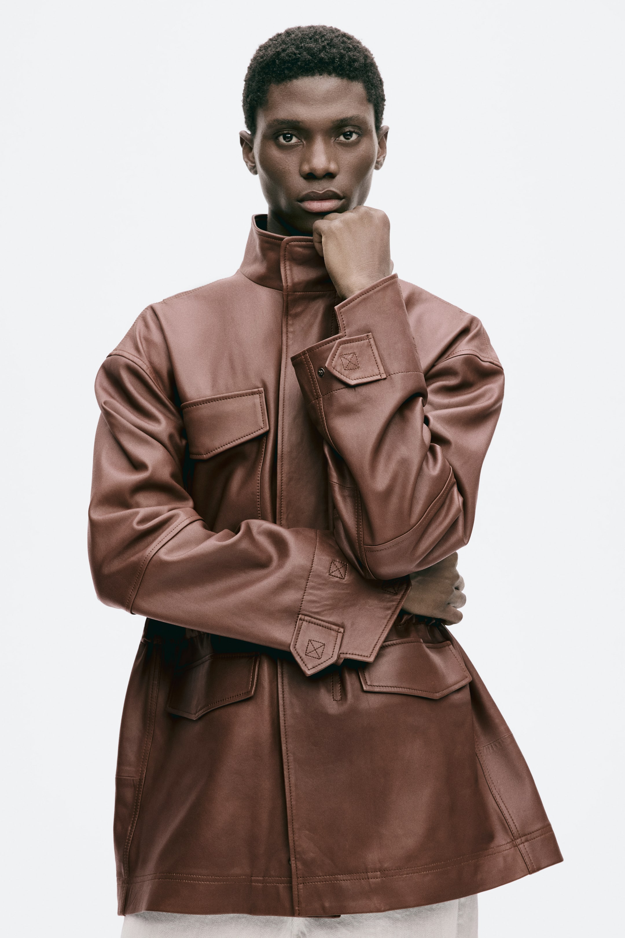 Мужские куртки H&M Leather Cargo Jacket — фото 4