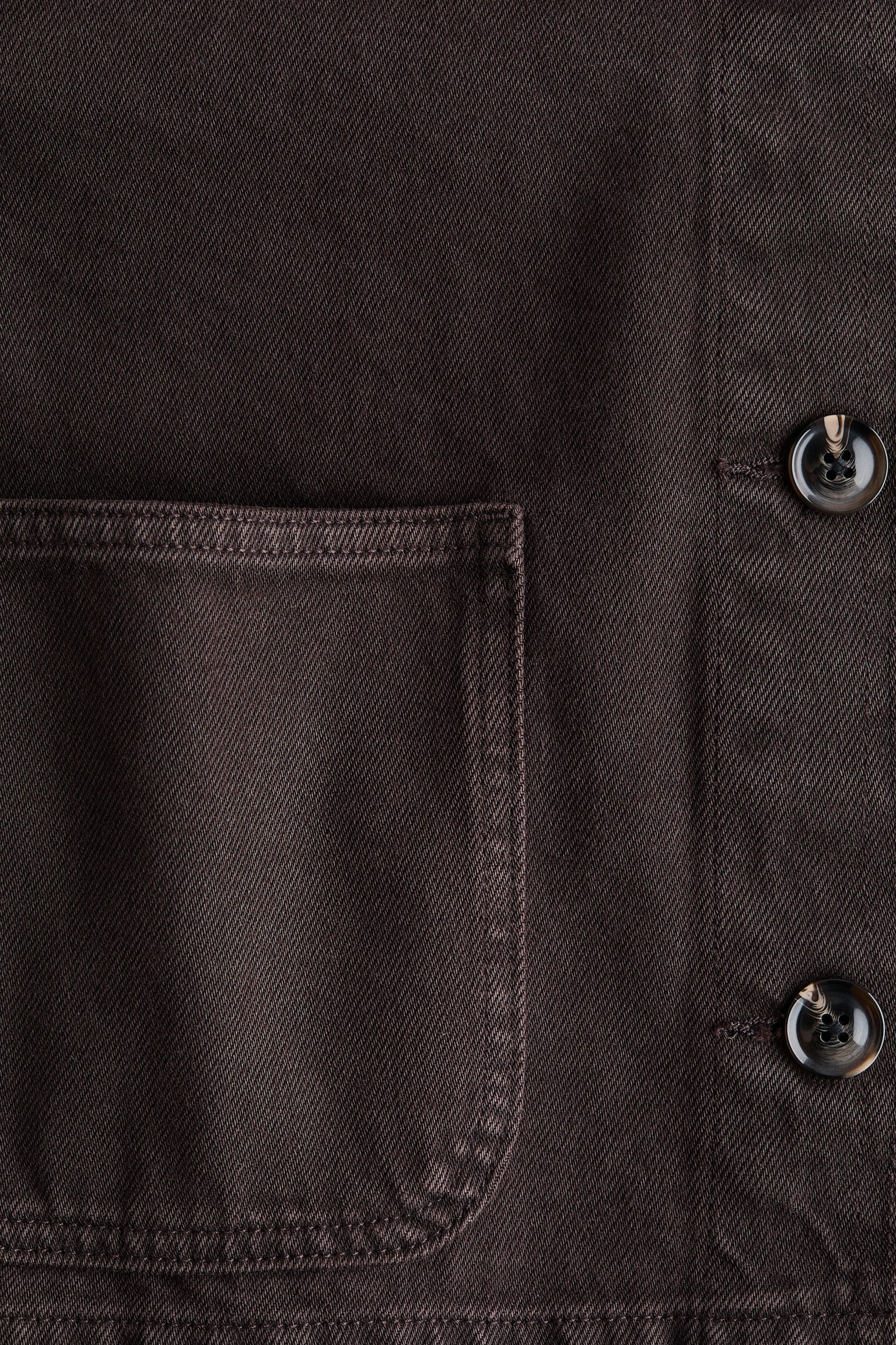 Cotton twill shacket-Dark brown - 3