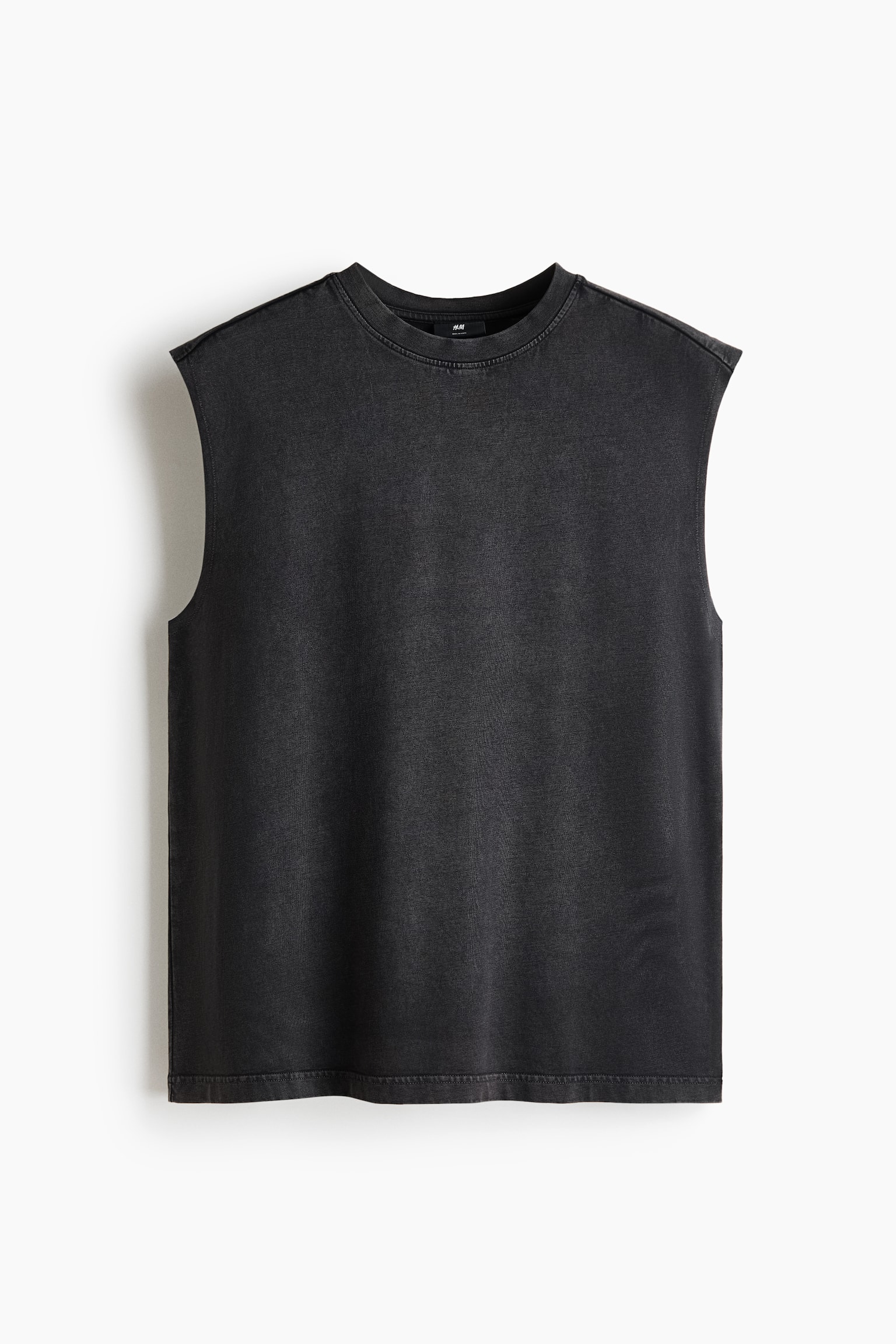 Relaxed Fit Printed cotton vest top - Dark grey/Don't Stop The Music