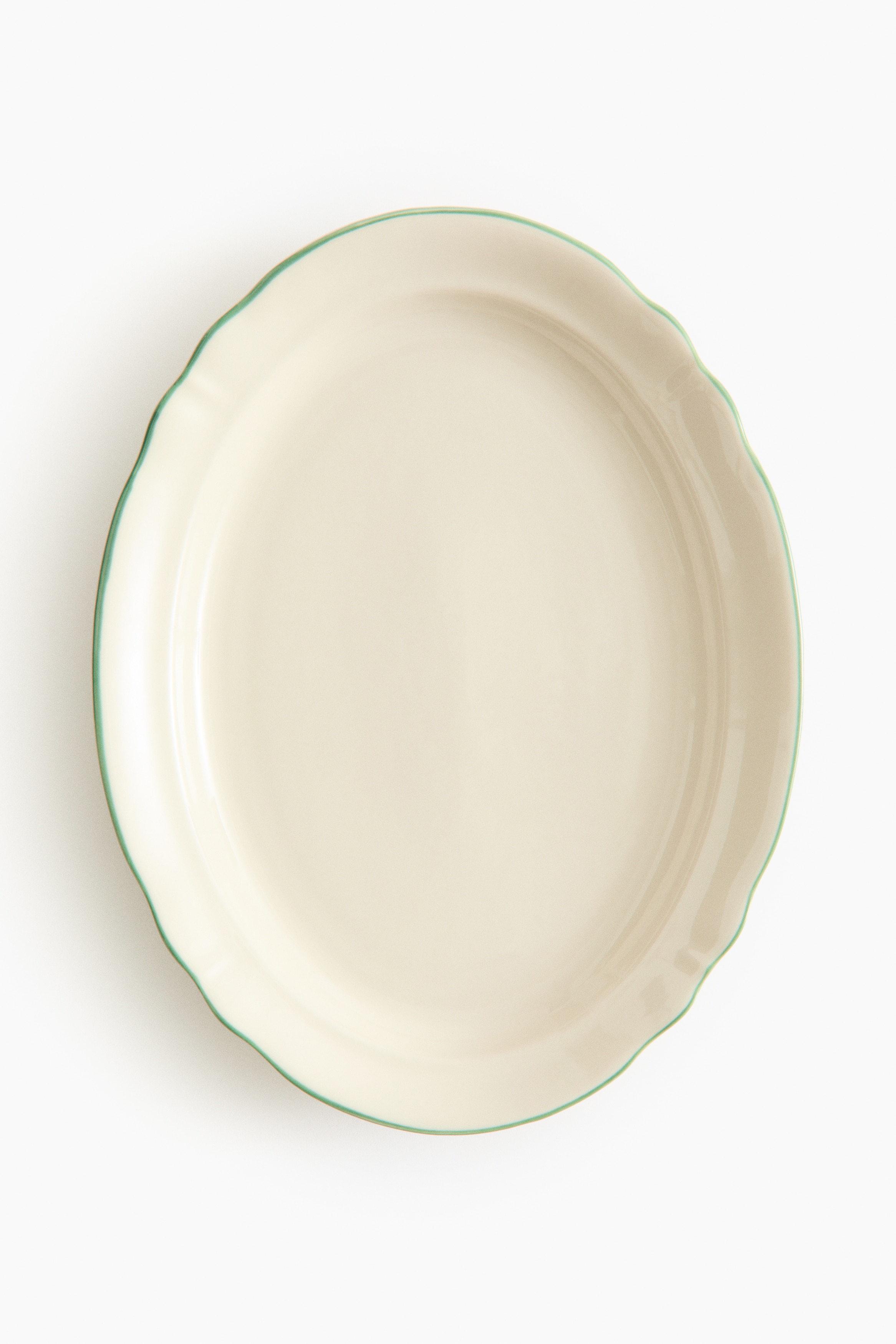 Travessa em cerâmica de grés - Bege claro/Verde/Rosa/Bege claro