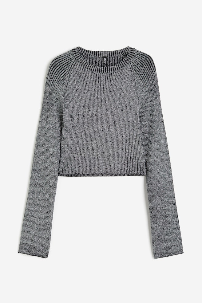 Knitted long-sleeved top - Dark grey/Silver-coloured - 2