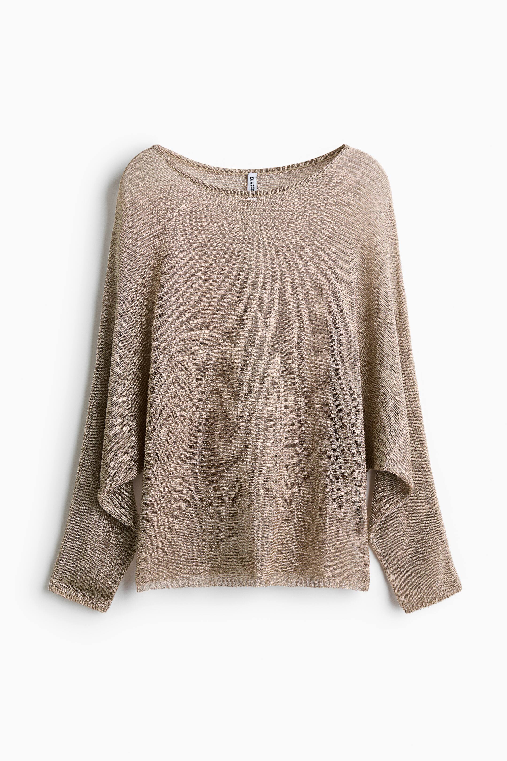 View larger image: Shimmering batwing-sleeved jumper - Gold-coloured - Ladies | H&M 1