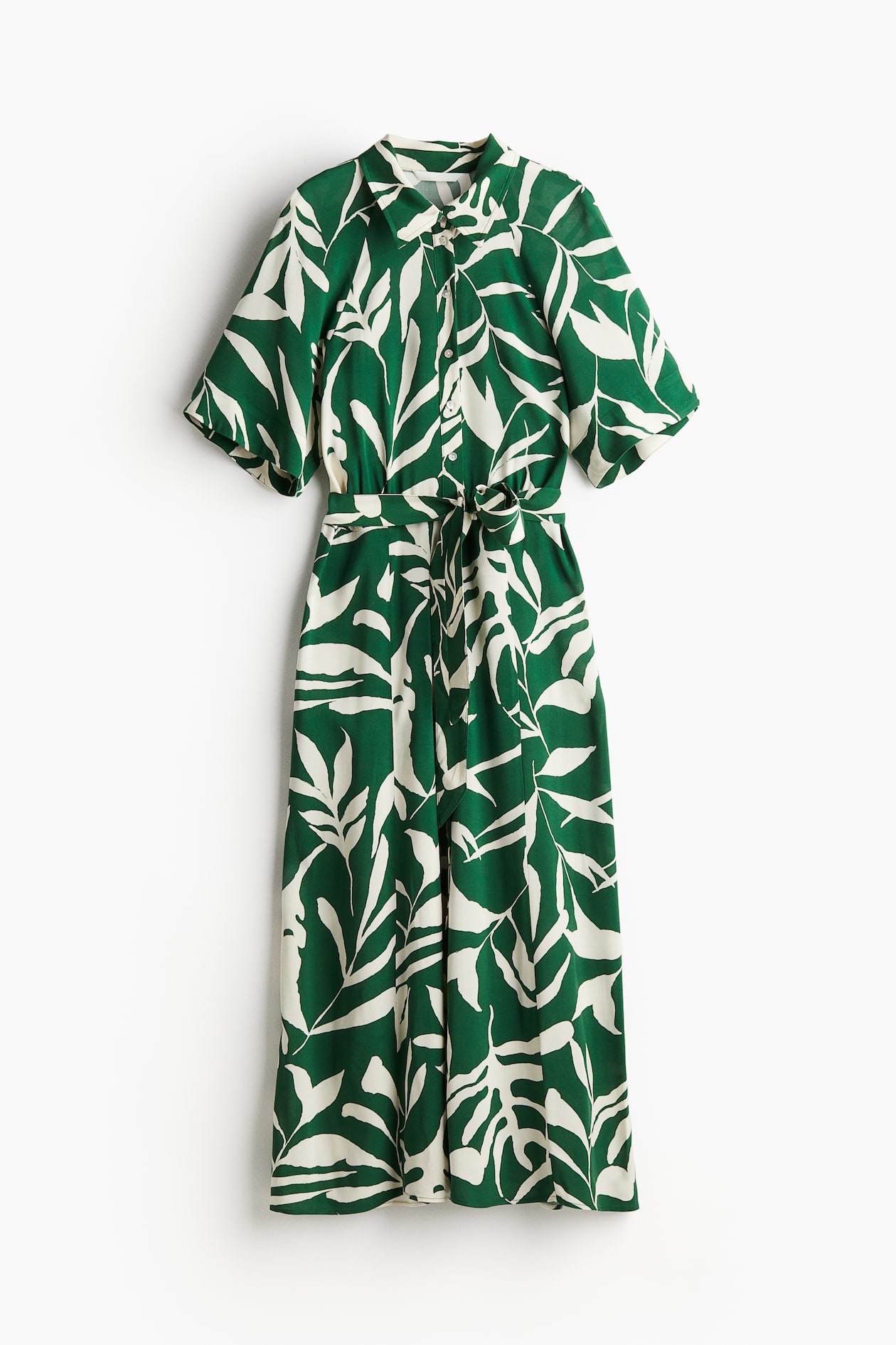 Tie-belt Shirt Dress Green/patterned Ladies H&M US