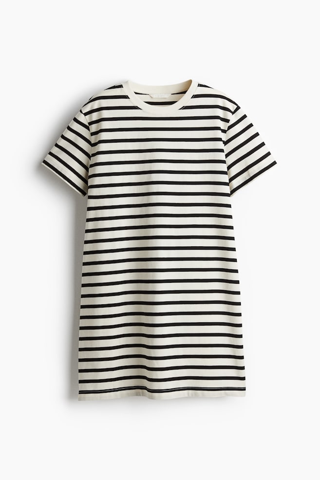 T-shirt dress - Cream/Striped/Black/Dark grey/Dark brown - 1