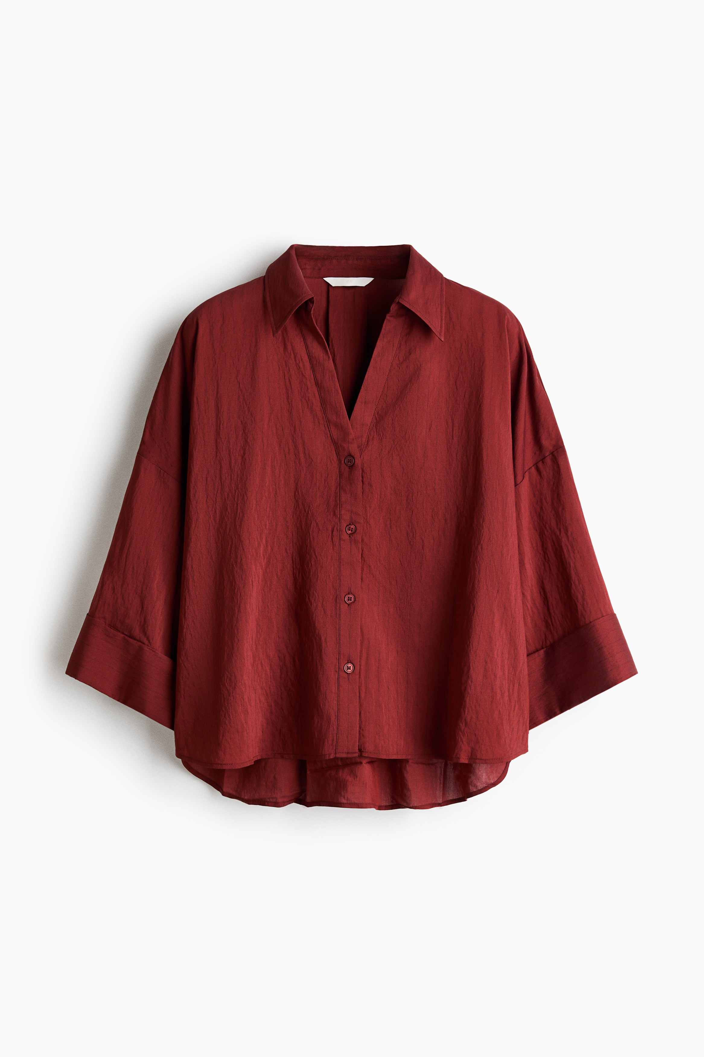 Oversized viscose-blend shirt - Dark red/Dark blue/Pinstriped