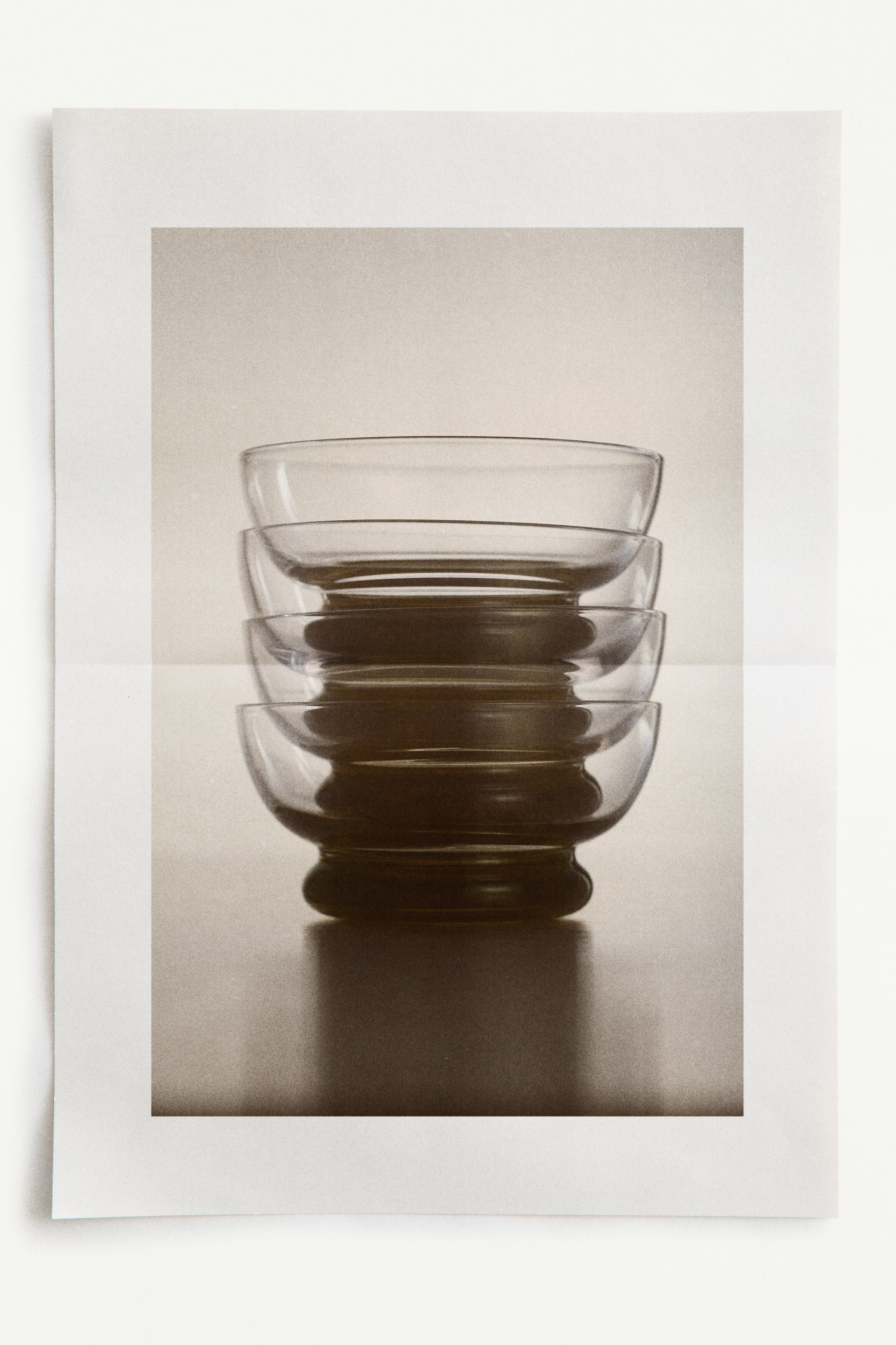 Set van 2 mondgeblazen glazen opdienschaaltjes - Transparant/olijfgroen/Transparant/Lichtroze