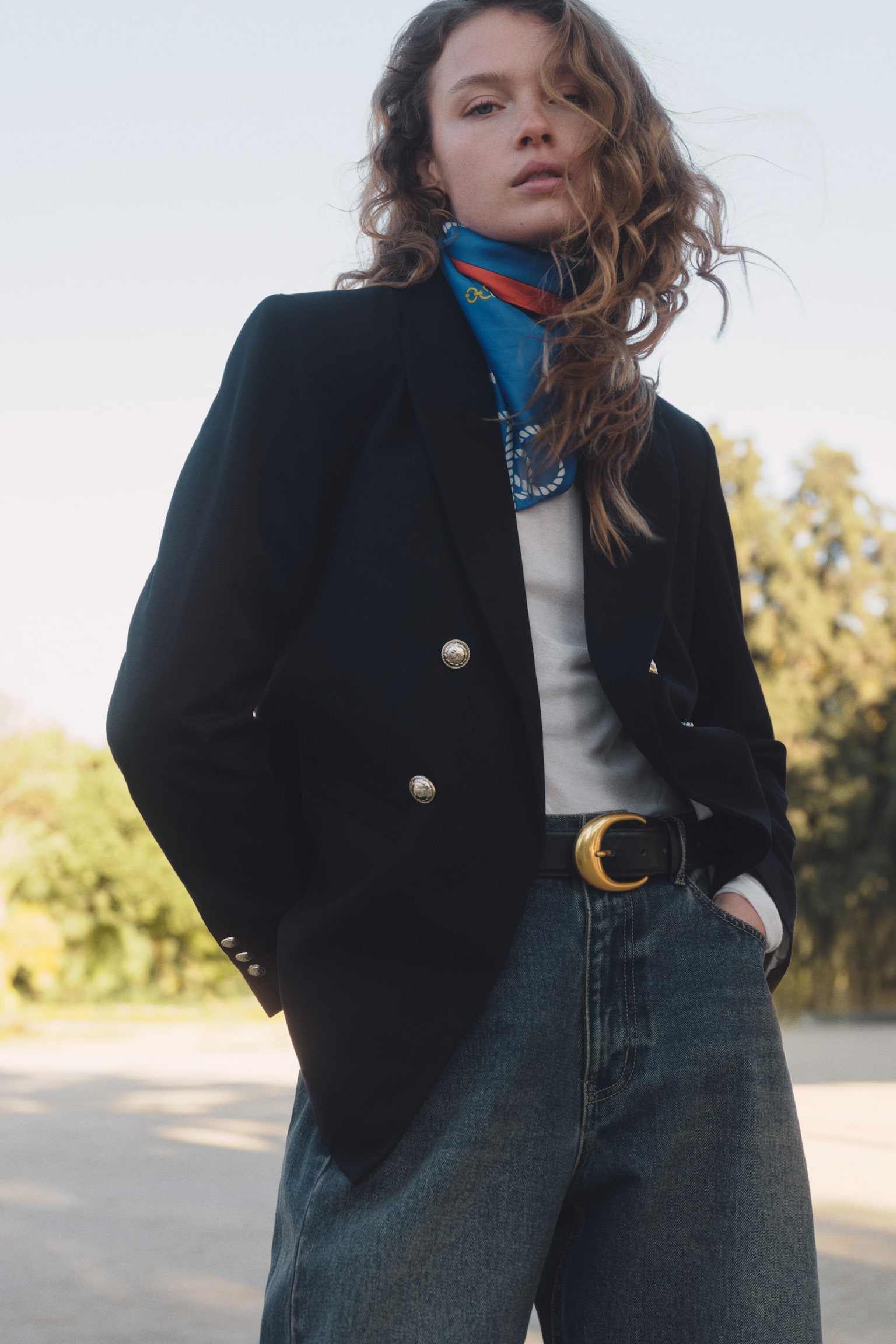 Double-breasted blazer - Navy blue - 1