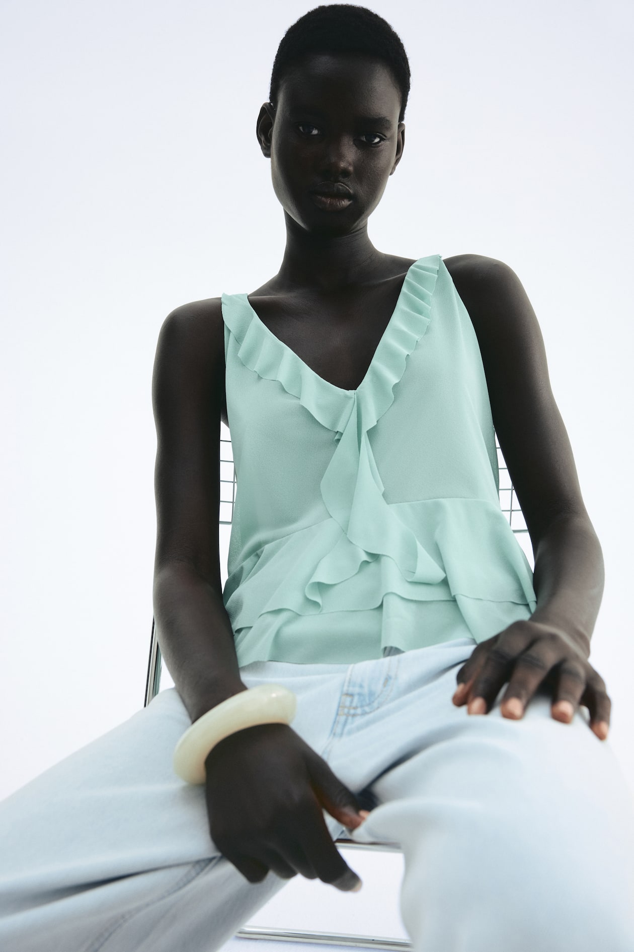 Flounced Sleeveless Top - image 2