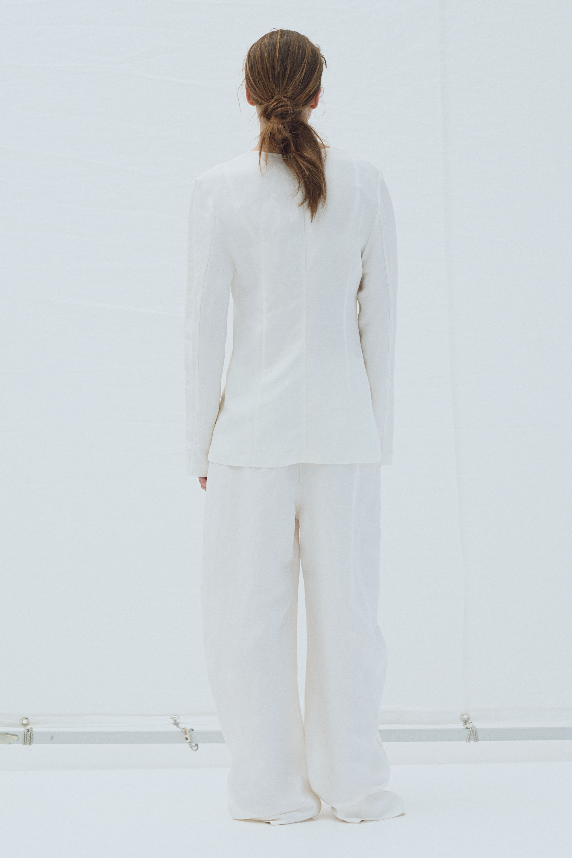 Tie-front linen-blend blazer