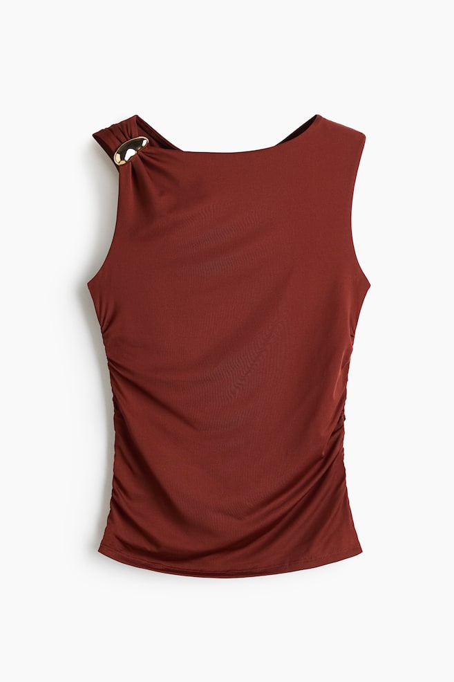 Draped Top - Rust red/Beige/Black - 1