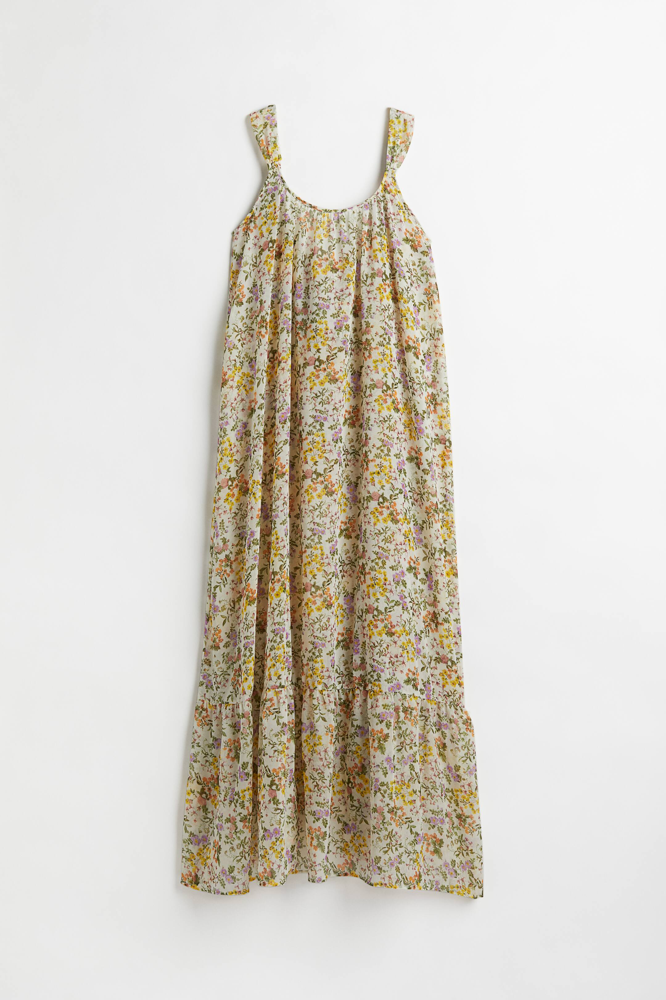 Grotere afbeelding bekijken: Lange strandjurk - Roomwit/bloemen - DAMES | H&M BE 1