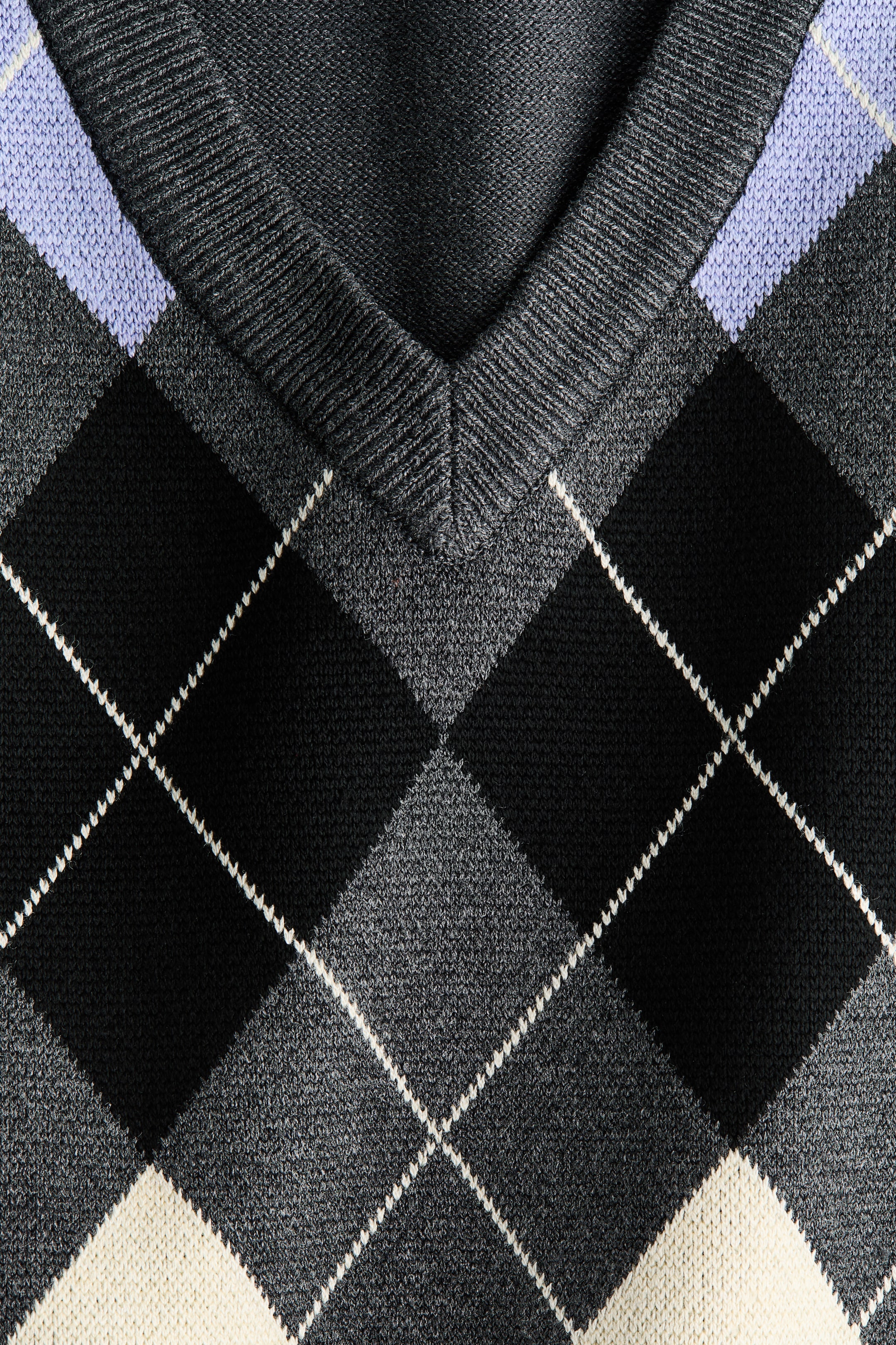 拡大画像を表示: ジャカードニットプルオーバーベスト - ダークグレーメランジ／アーガイルパターン - レディース | H&M JP 2