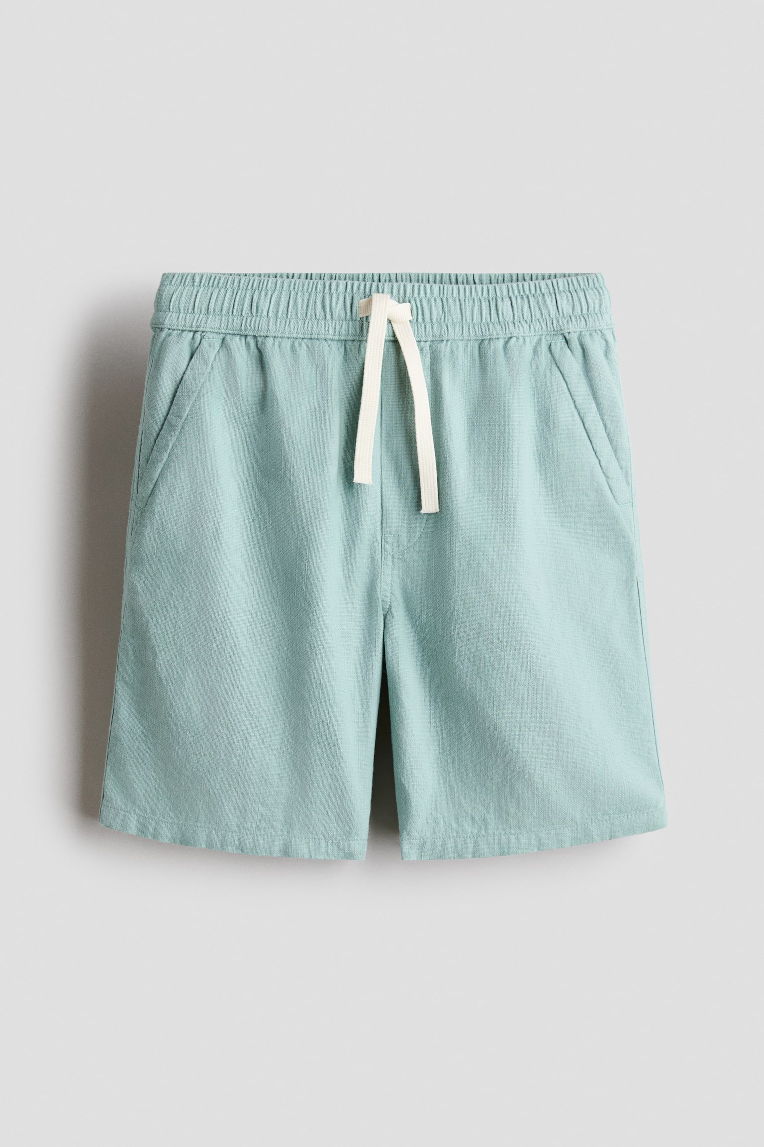 Pantaloni scurți de bumbac - Turcoaz/Bleumarin/dungi fine/Crem/dungi - 1