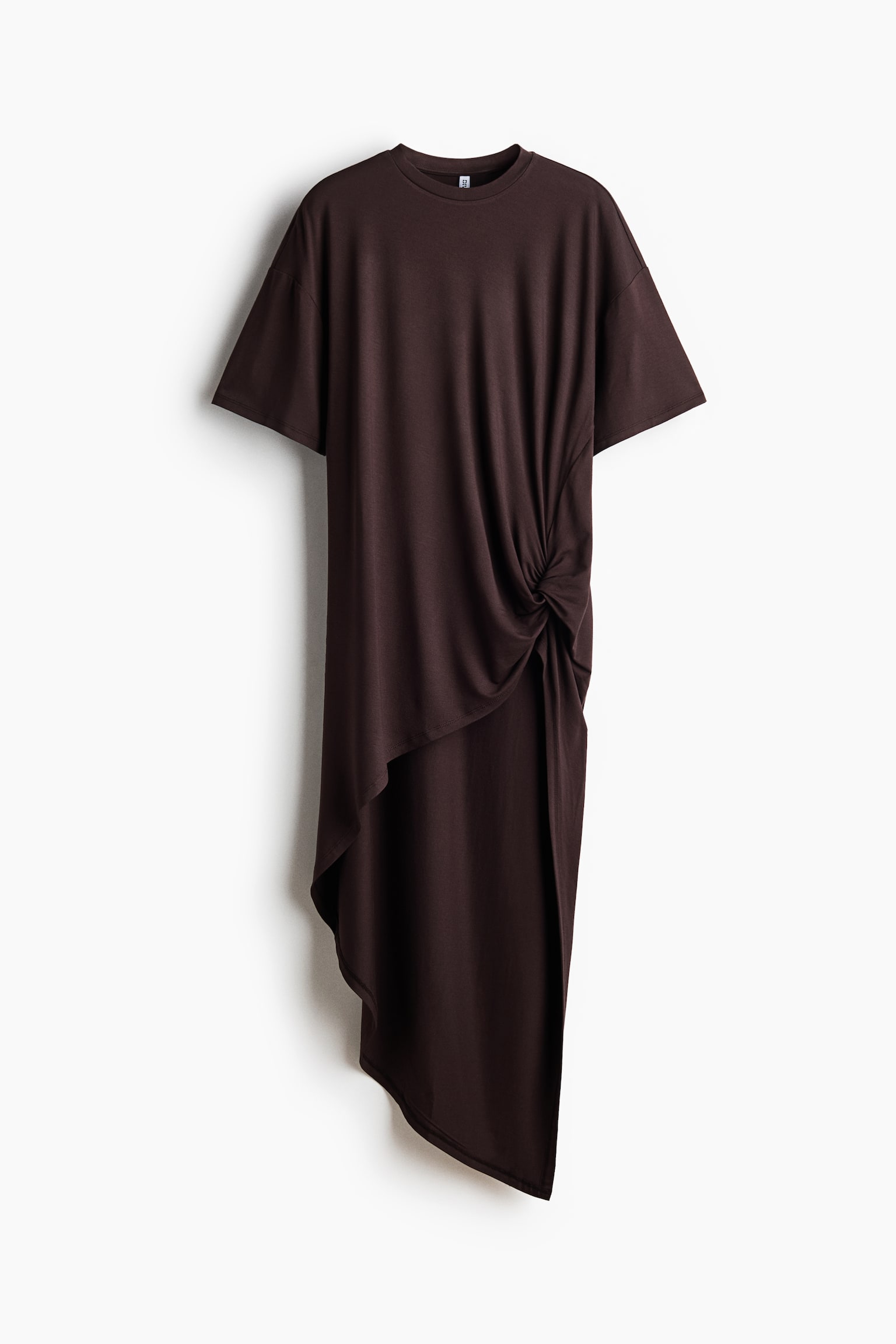 Twist-Detail High-Low Top - Dark brown/White