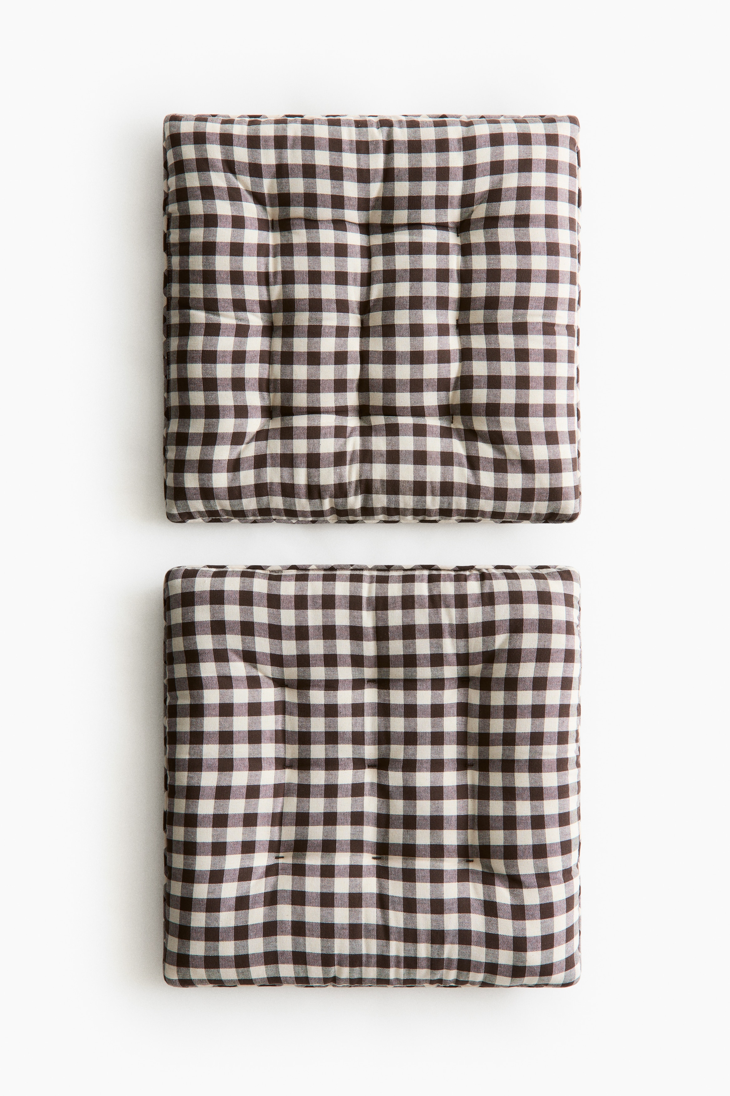 2er-Pack Sitzkissen aus Baumwolle - Dunkelbraun/Gingham-Karo/Khakigrün/Gingham-Karo/Beige/Gingham-Karo/Rostrot/Gingham-Karo/Gelb/Gingham-Karo