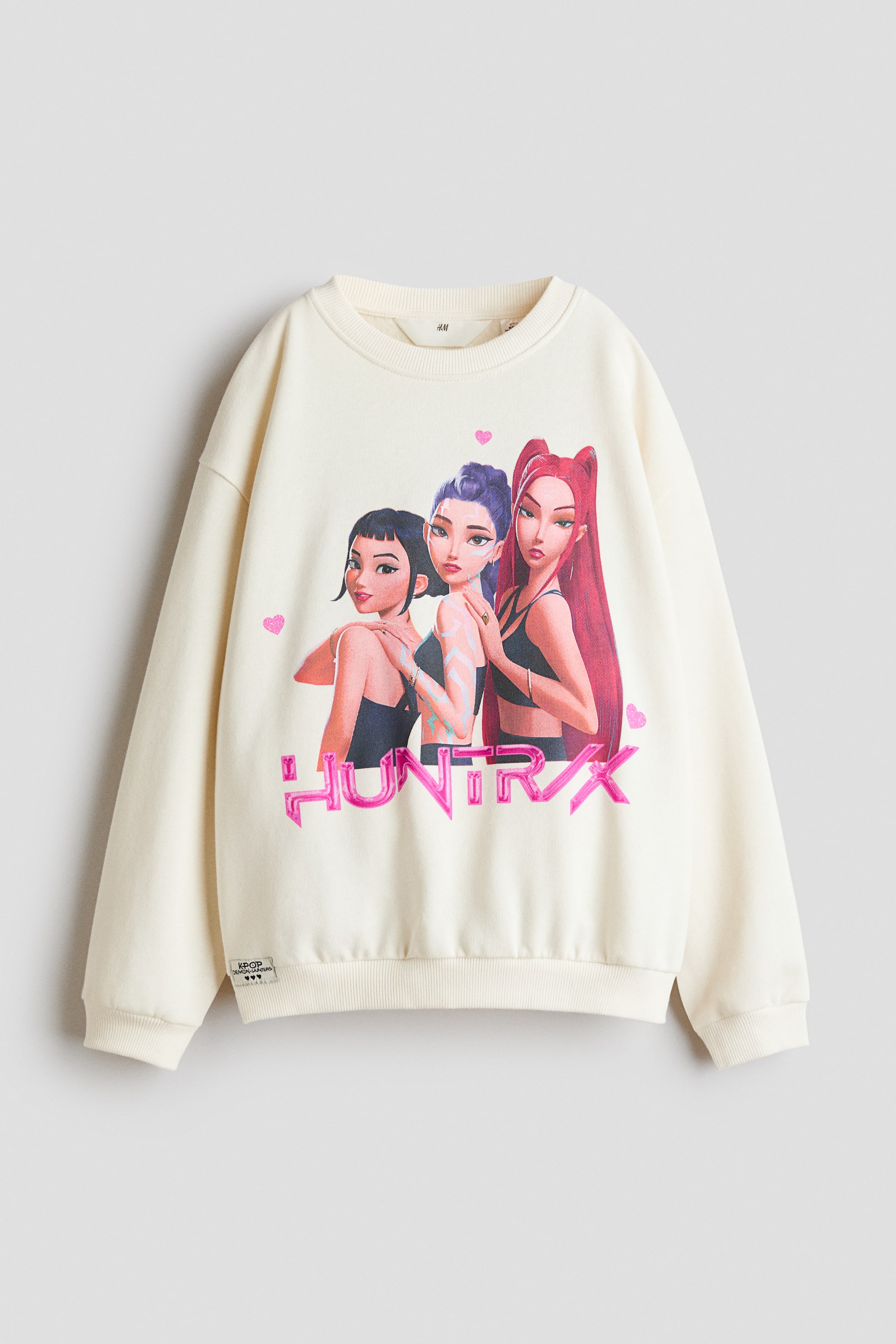 View larger image: Oversized printed sweatshirt - White/K-Pop Demon Hunters - Kids | H&M 1