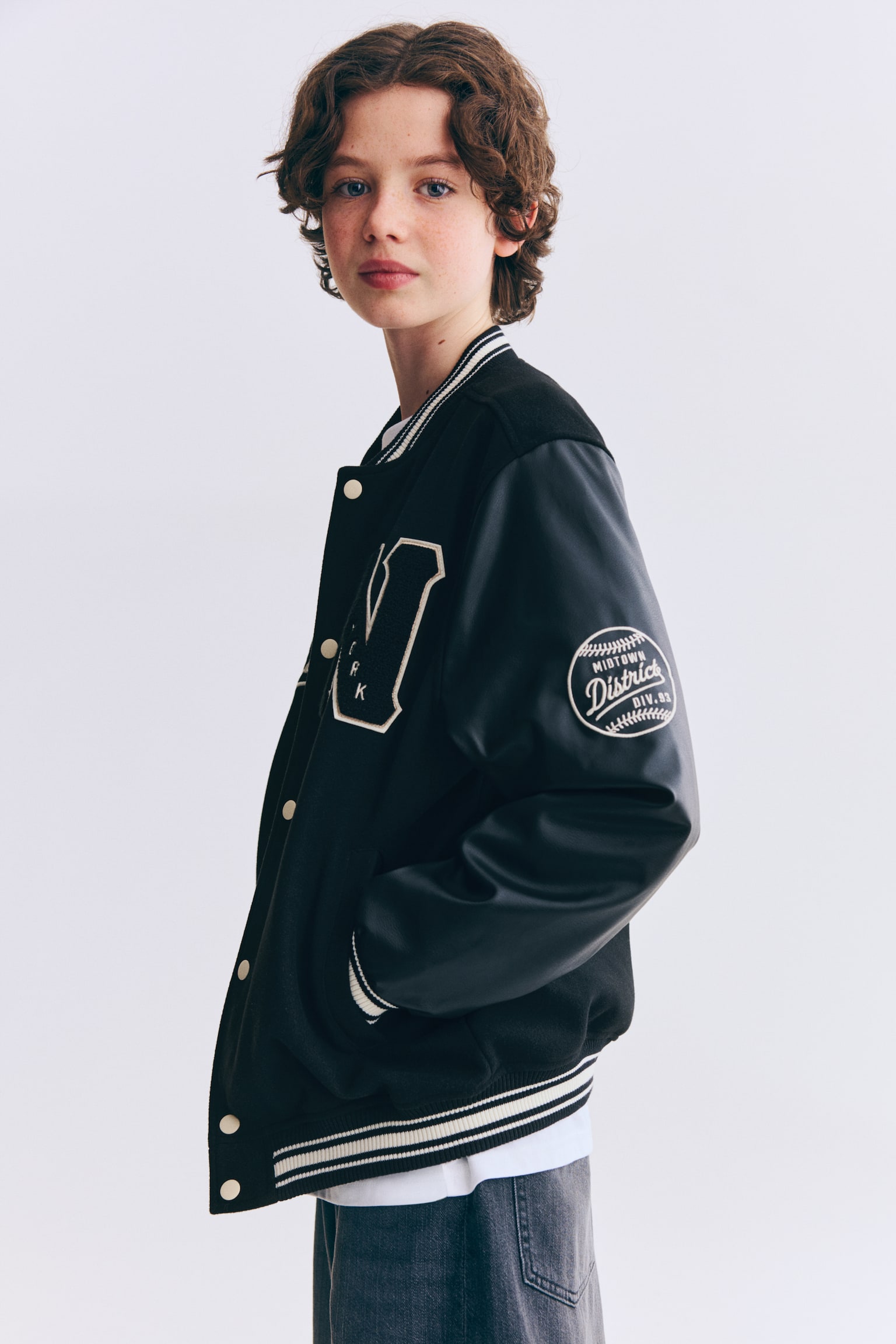 Appliquéd baseball jacket - Black/New York/Navy blue/New York - 4