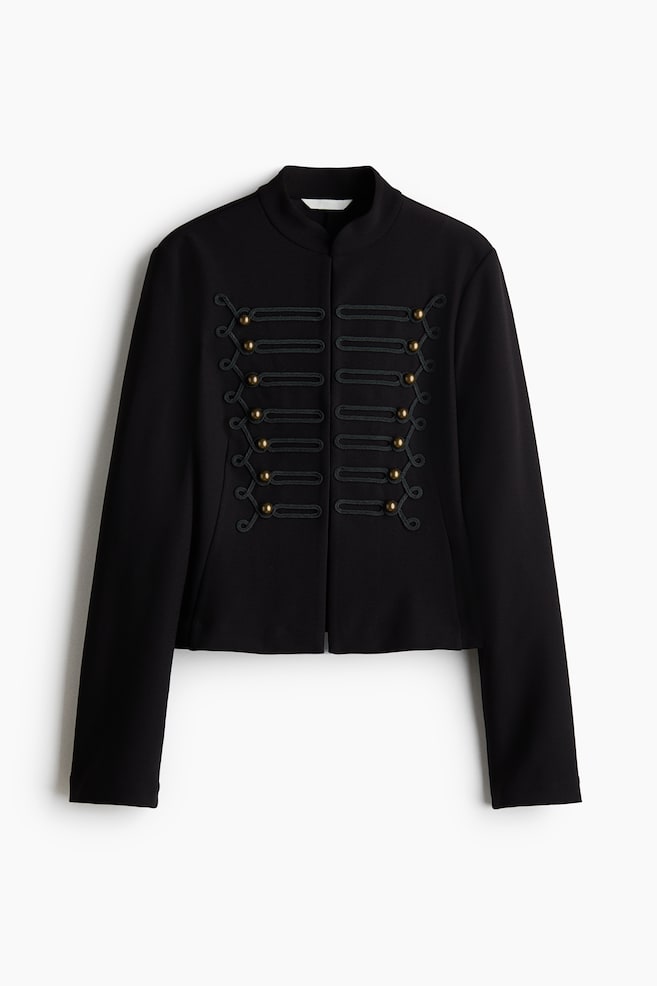 Crêpe jersey jacket - Black/Cream - 1