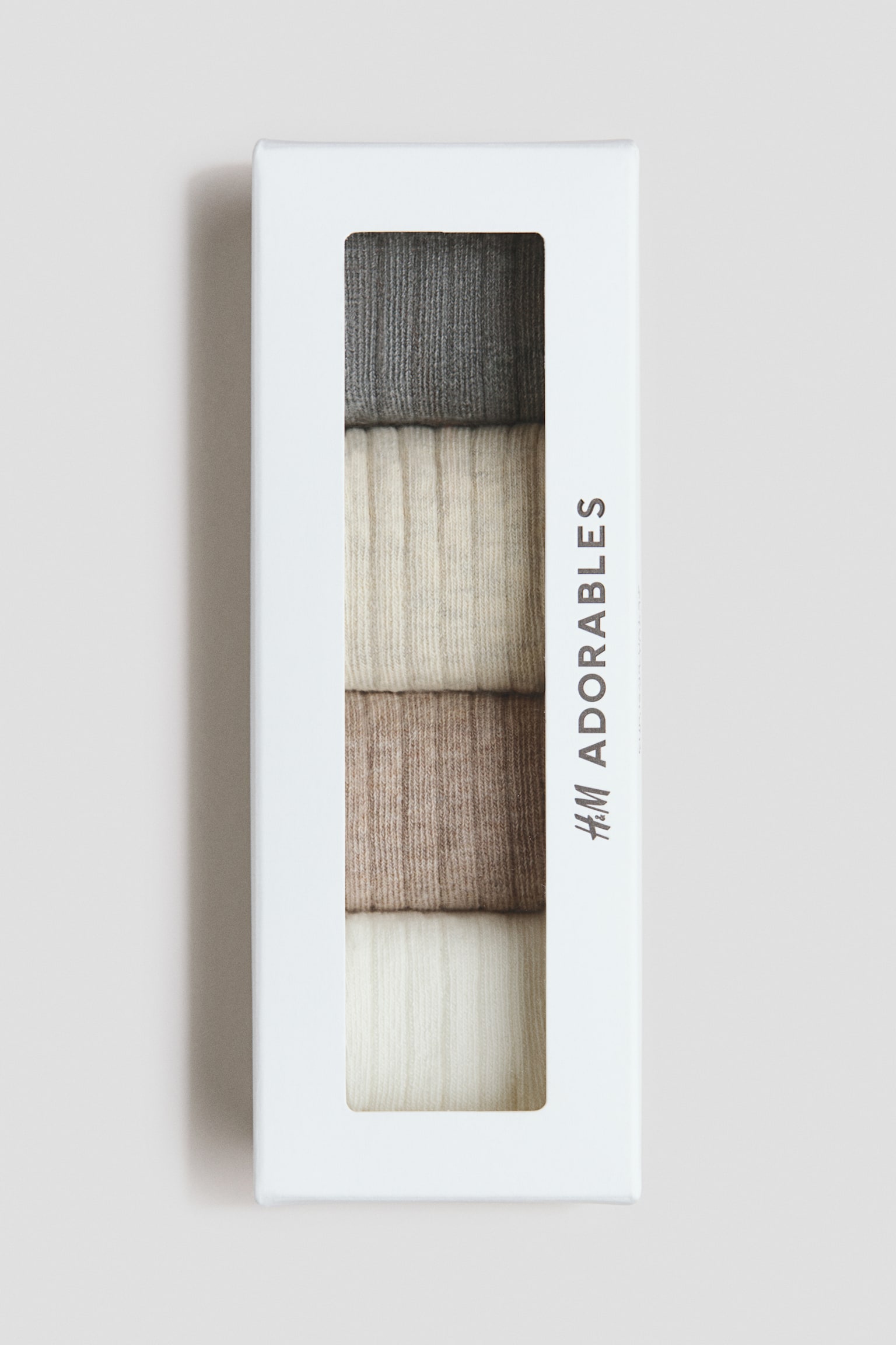 Ponožky z žebrovaného úpletu 4 páry - Béžová/šedá