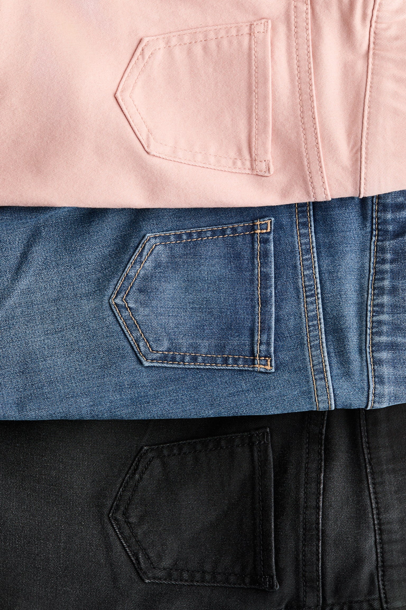 3-pack Denim Jeggings - Denim blue/light pink/Denim blue/black/Denim blue/Denim blue/hearts/Powder pink/denim blue/gray - 2