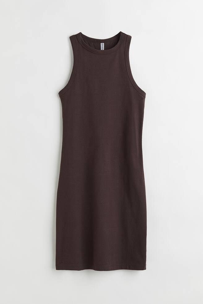 Bodycon-kjole i bomuld - Mørkebrun/Sort/Lys rosa/Lys gråbeige