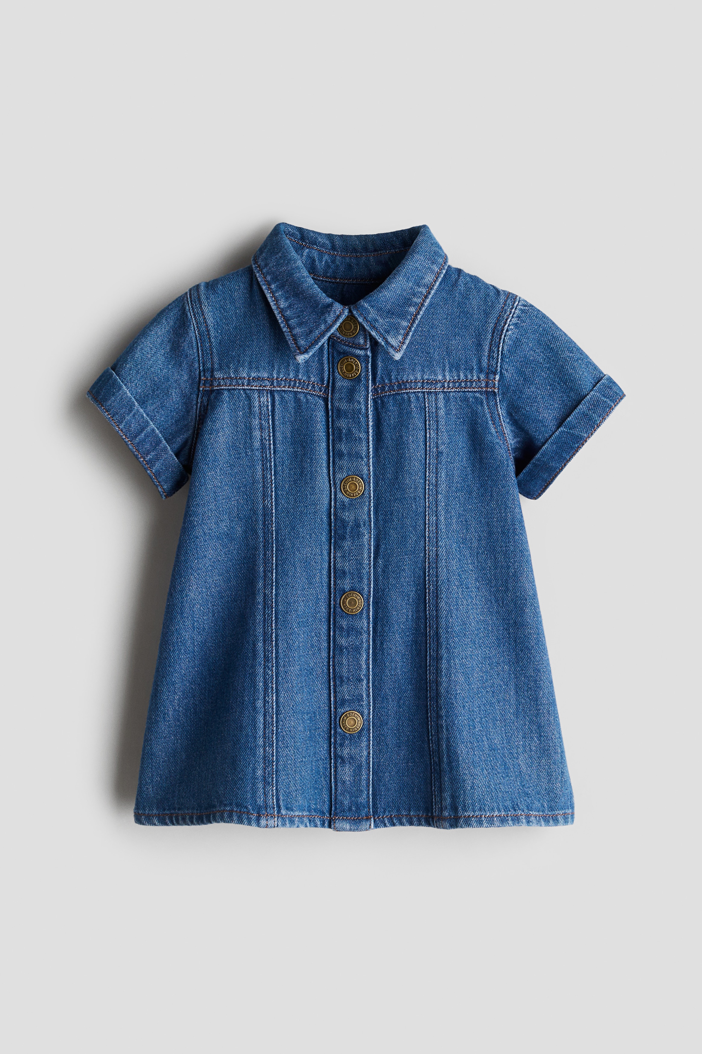 Denim A-linejurk - Donker denimblauw
