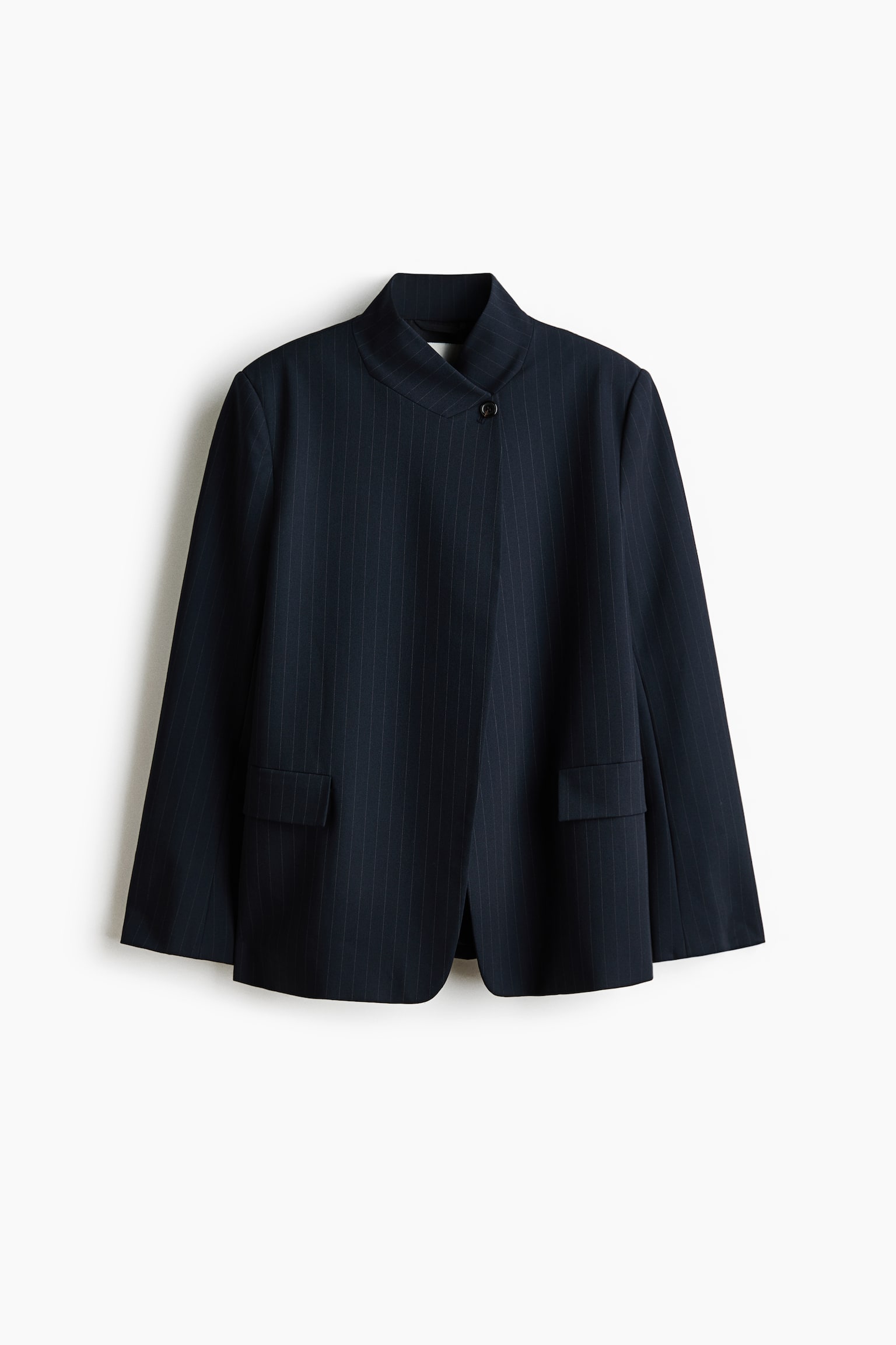 Blazer con collo a lupetto - Blu navy/gessato/Beige scuro/quadri - 1