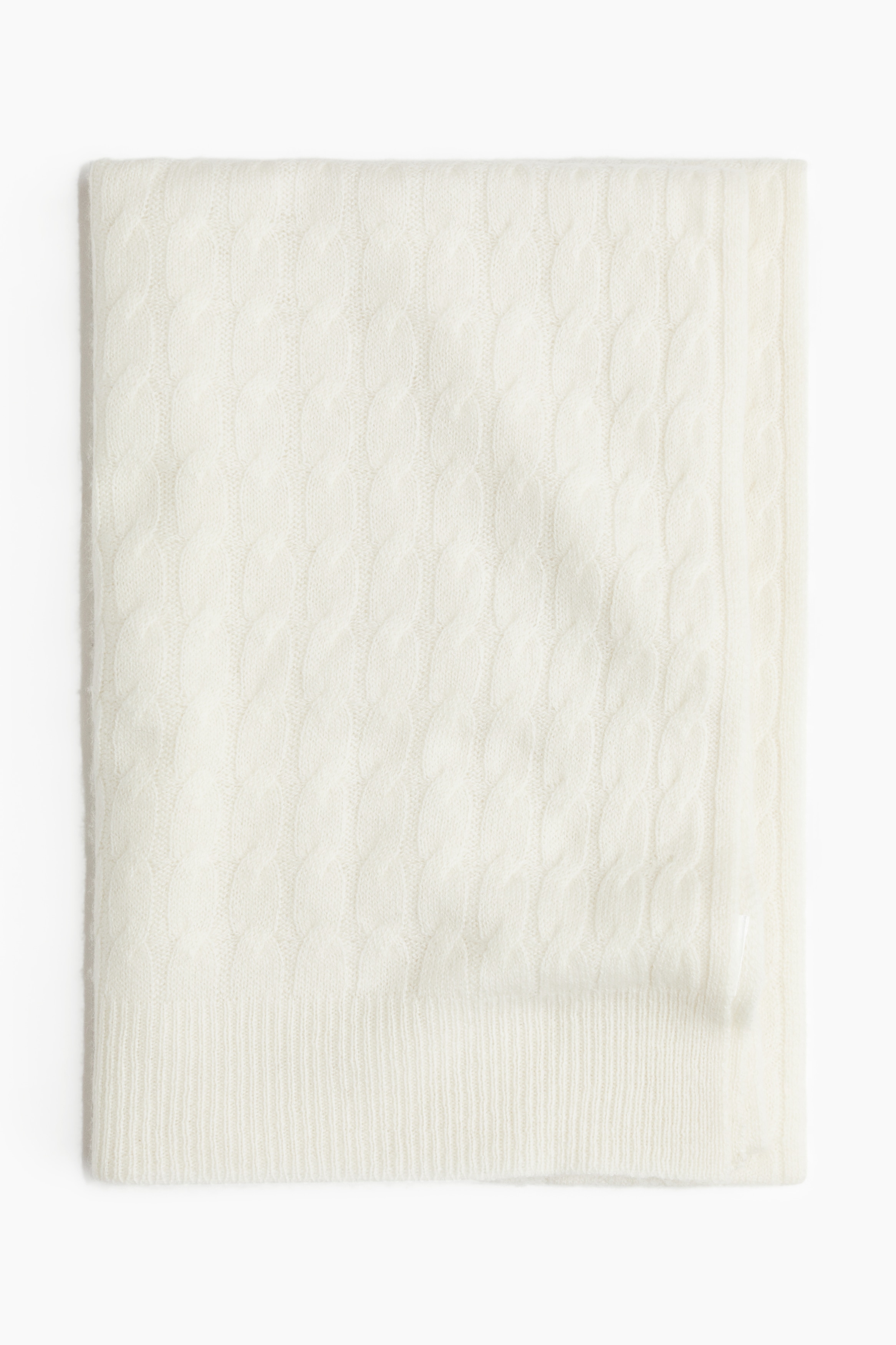 Ladies - Cream Cashmere-blend cable-knit scarf - Size: 180x60  - H&M