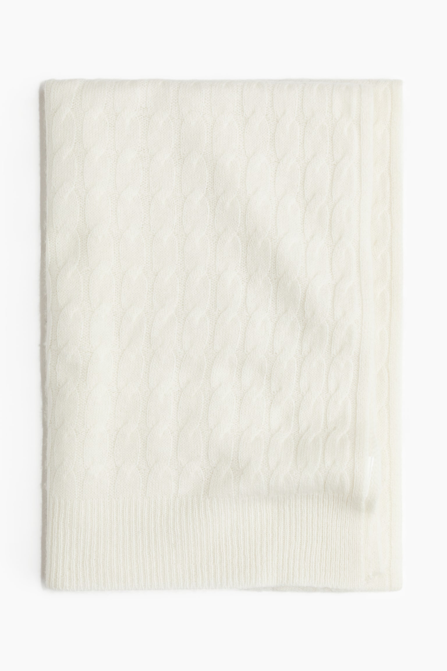 Cashmere-blend cable-knit  scarf - Cream - 2