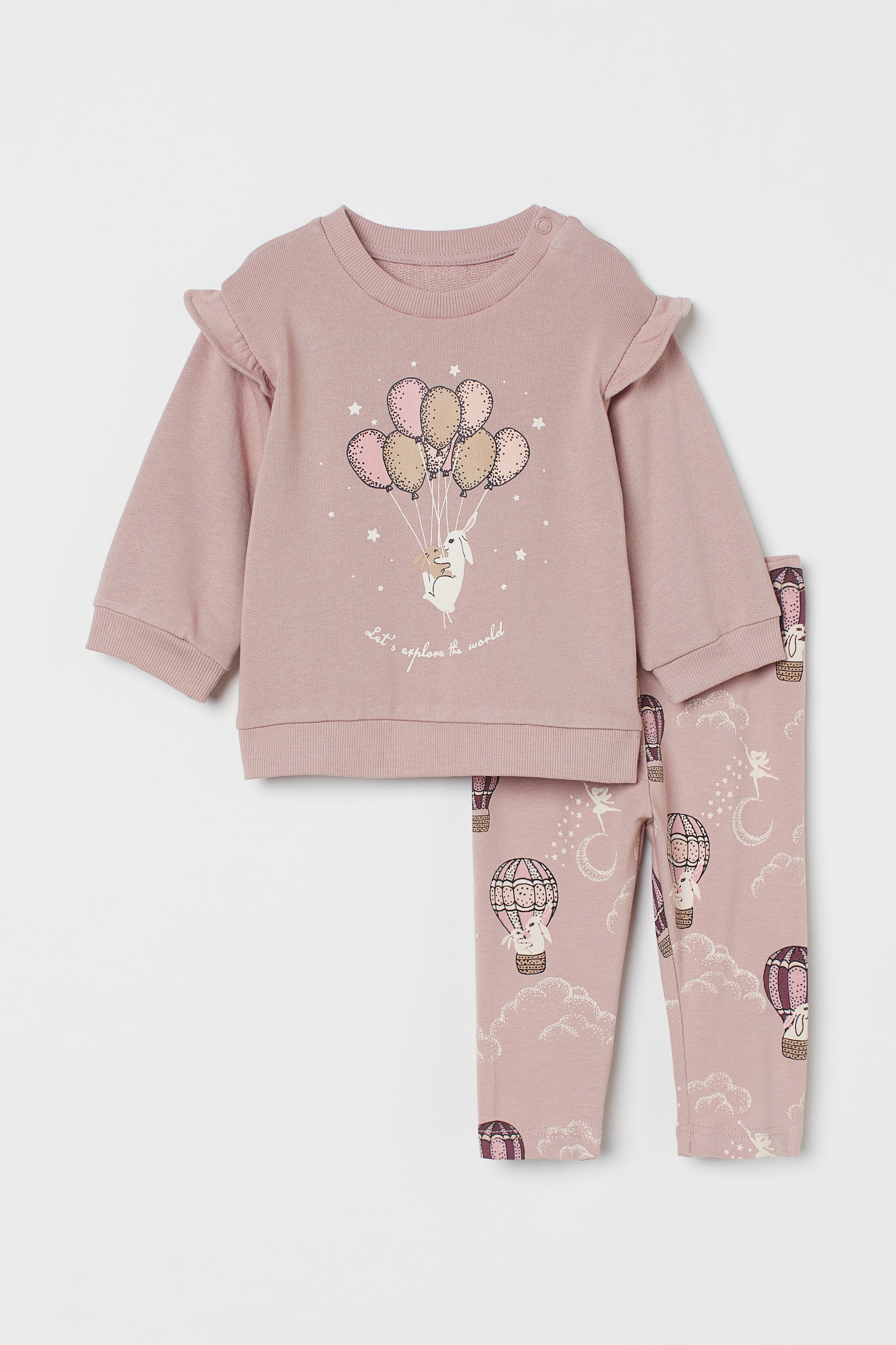 Prikaži veću sliku: Dvodelni pamučni komplet - Pastelno ružičasta/baloni - Kids | H&M RS 1