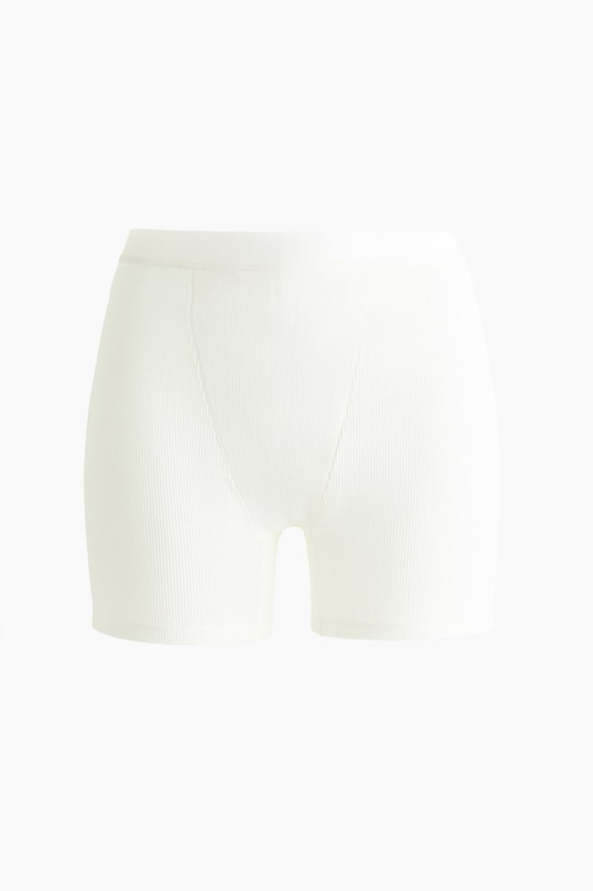 Ribbed Cotton Boxer Briefs - White - 1