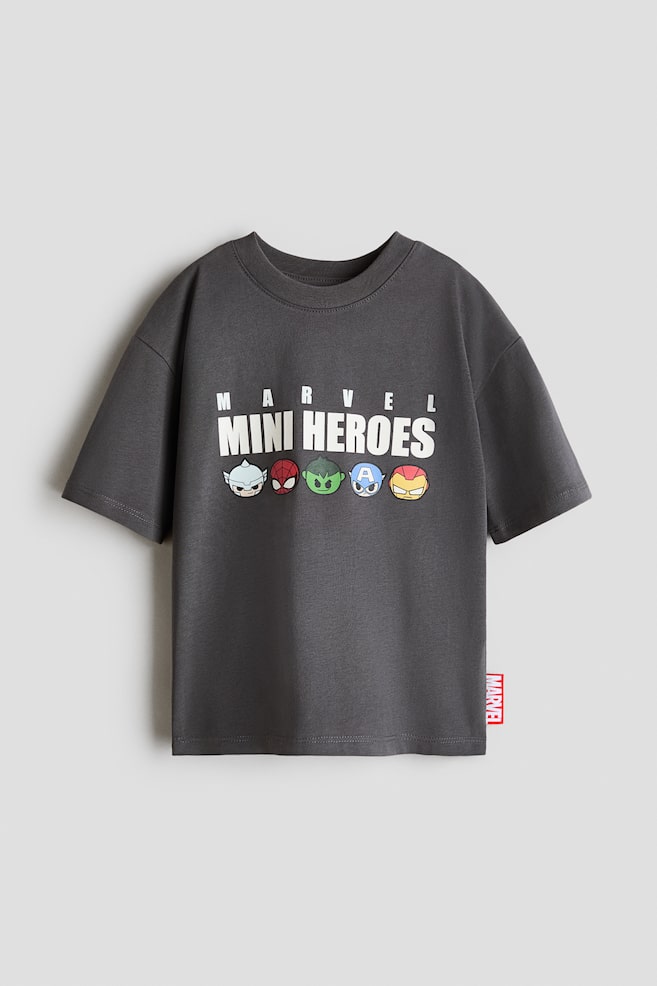 Loose-Fit Printed T-Shirt - Dark gray/Marvel Comics/Light red/Spidey/Dark gray/CapyFun/Light yellow/Capybara - 1