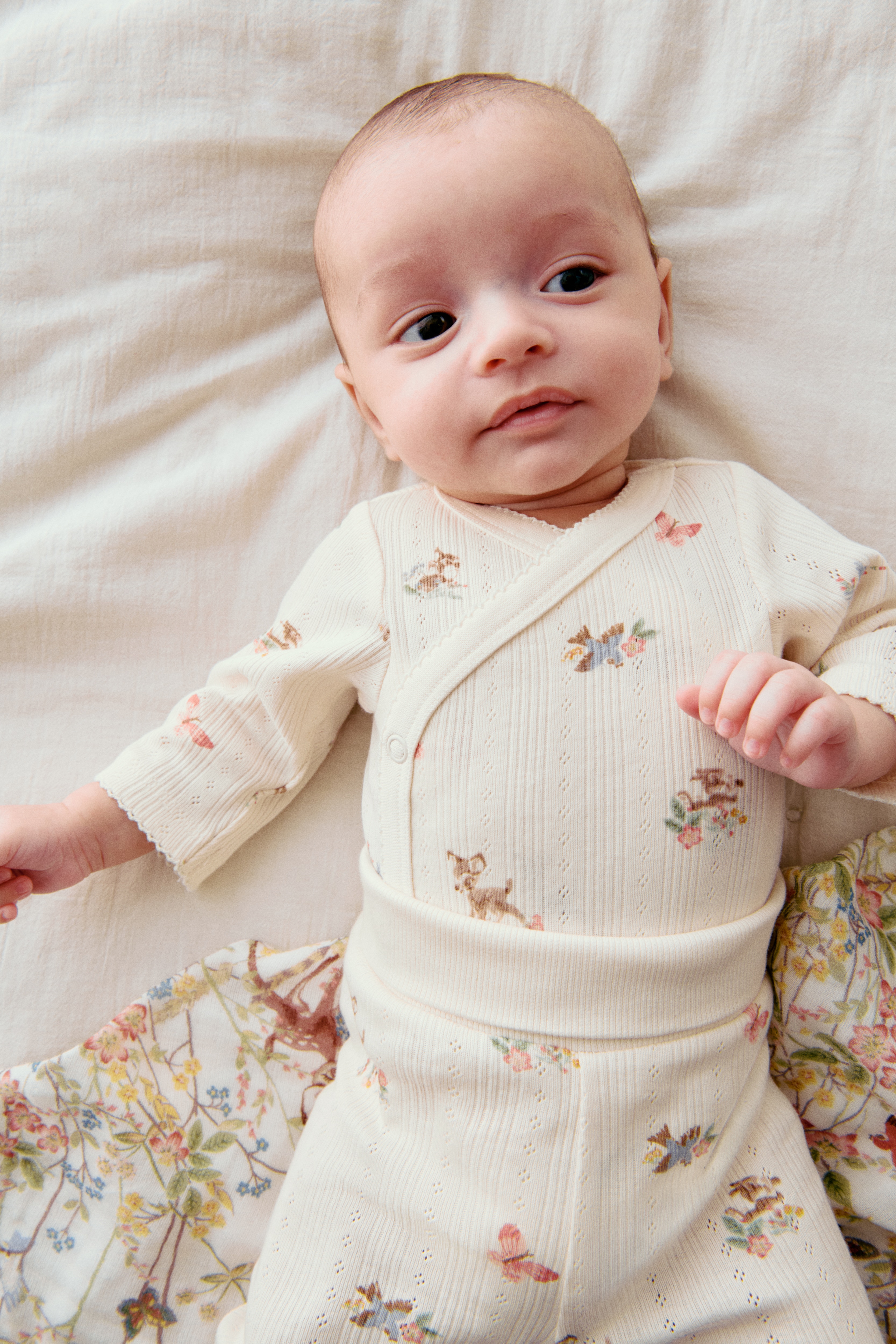 2-Piece Printed Cotton Set - Light beige/Bambi