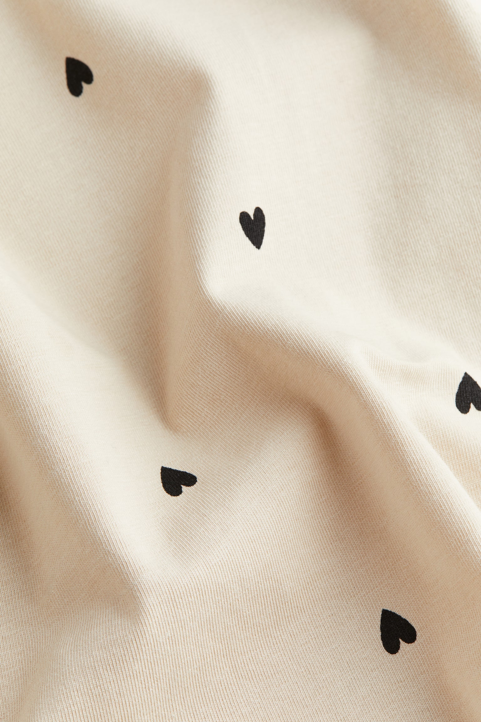 Long Sleeve Jersey Top - Light beige/Hearts - 2