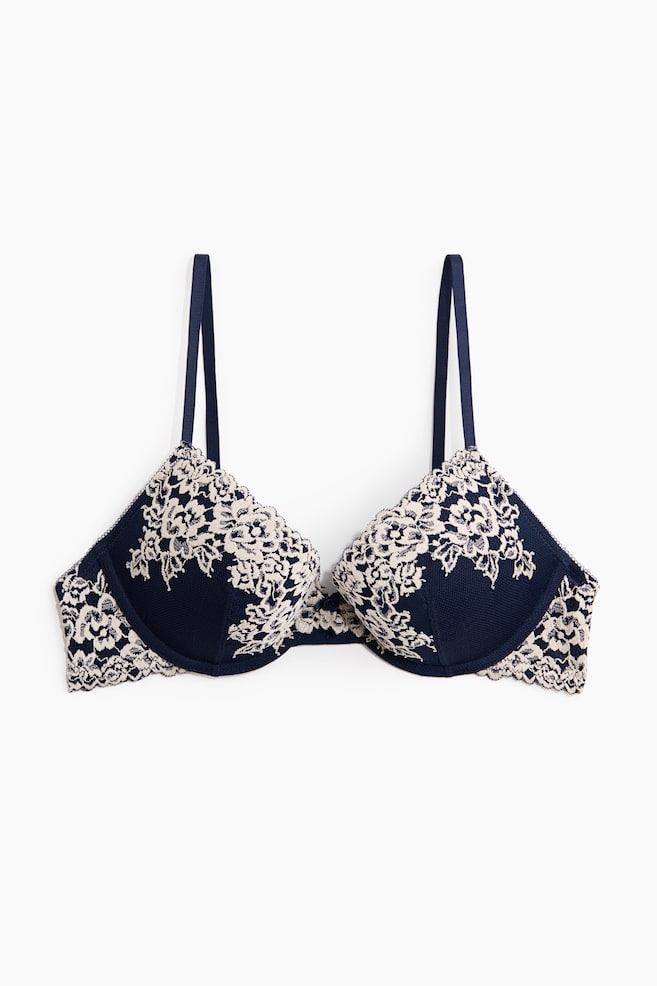 Sostén push-up de encaje - Azul oscuro/Blanco/Beige claro/Blanco/Rosa claro - 1