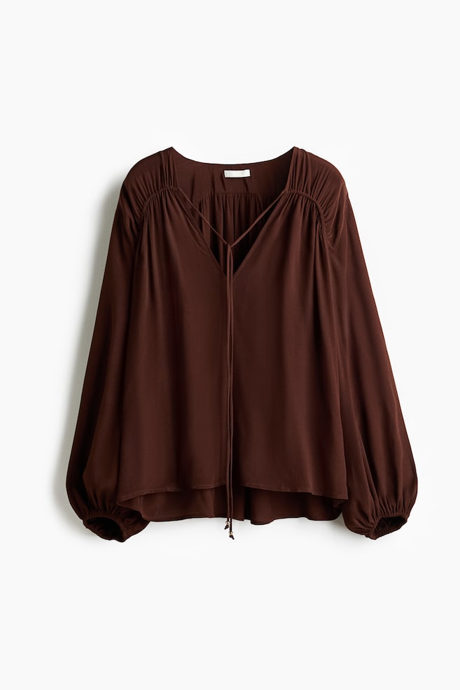 Blusa oversize de viscosa - Marrón oscuro/Beige claro - 1