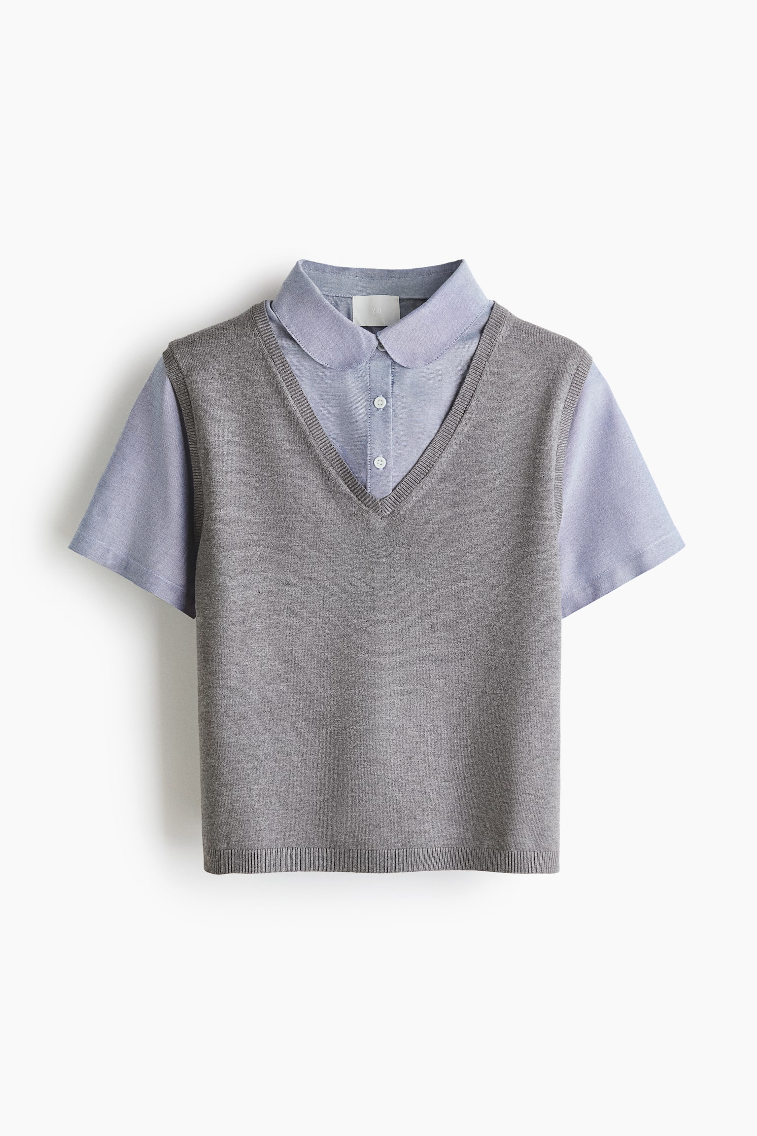 Layered top - Grey marl/Blue - 1