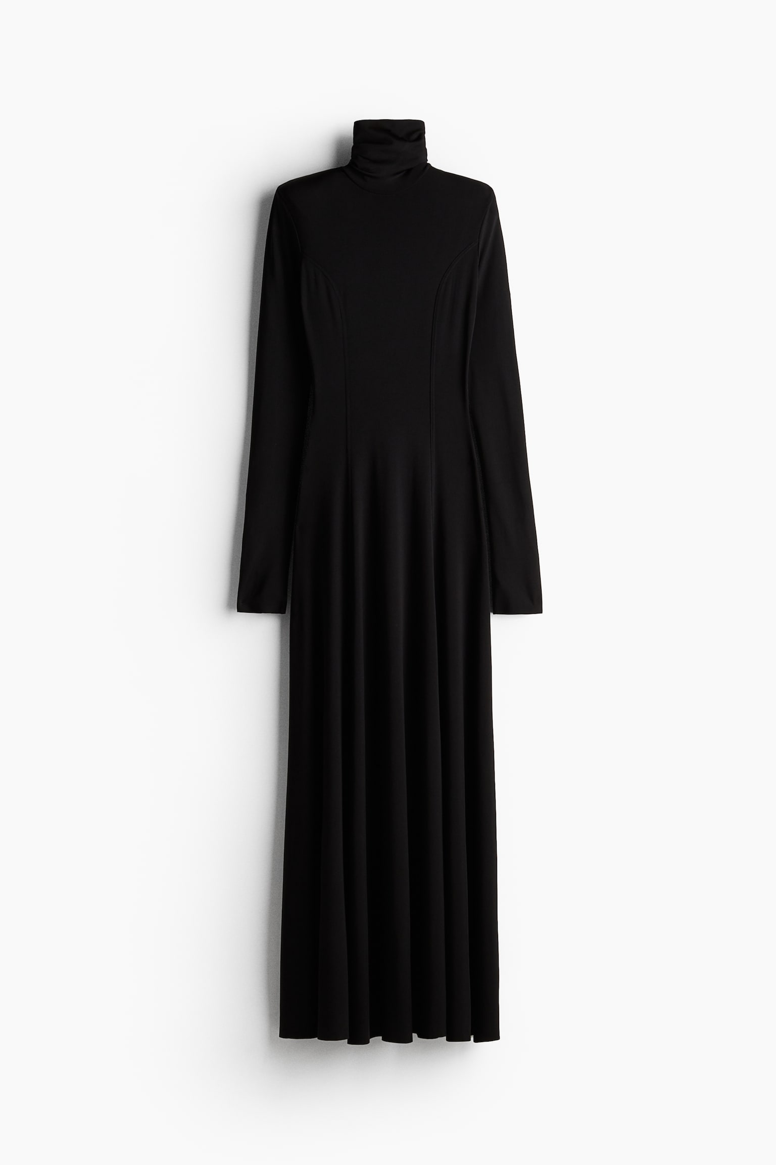 Open Back Flared Skirt Dress - Black - 2