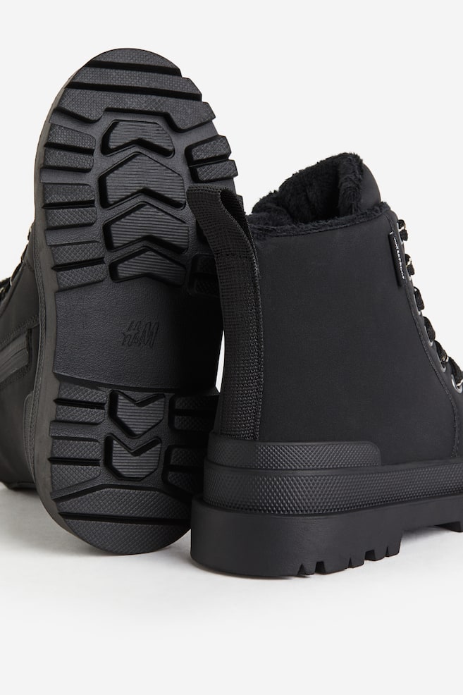 Waterproof lace-up boots - Black/Dark khaki green - 3