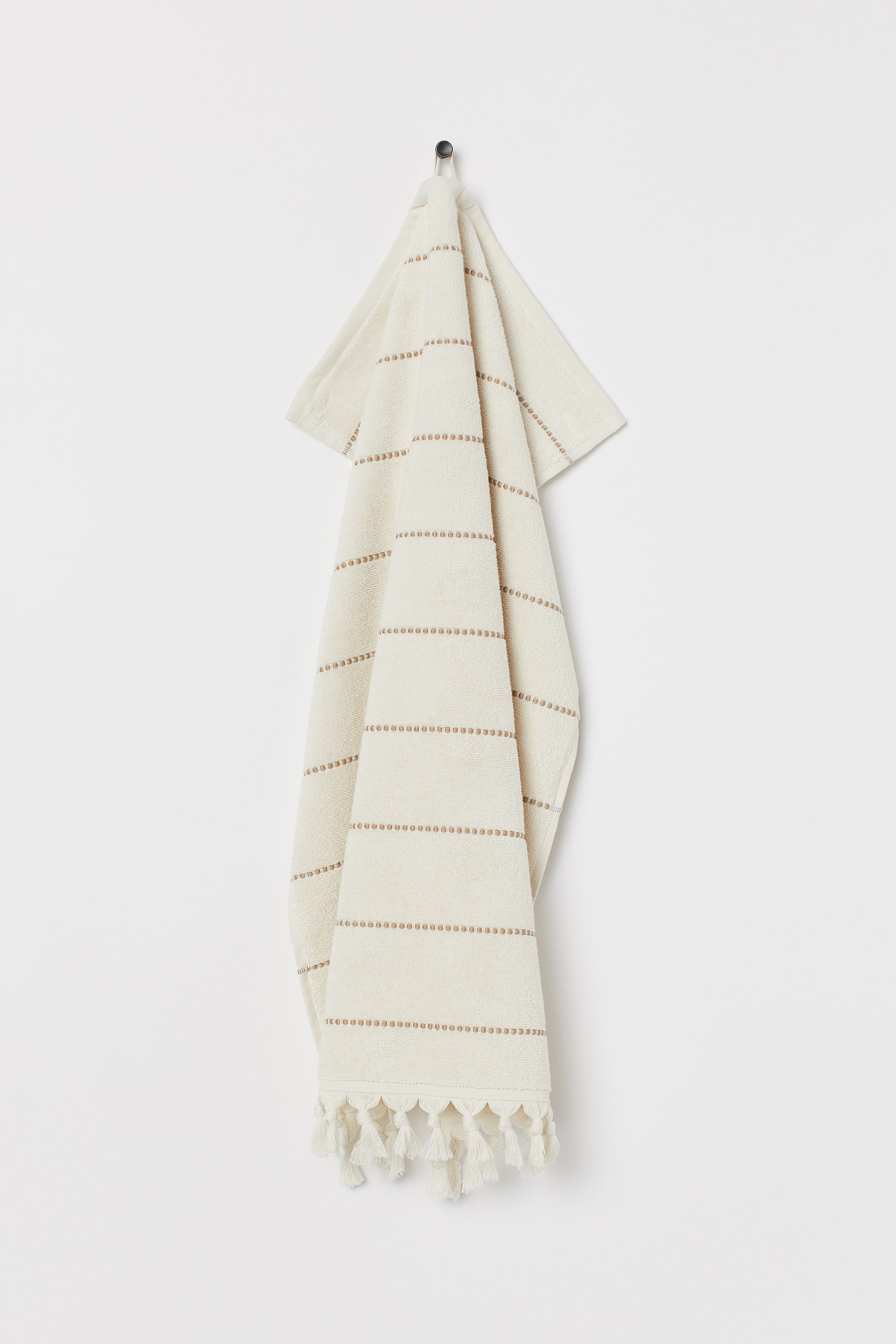 Größeres Bild ansehen: Handtuch mit Quasten - Naturweiß/Beige gestreift - Home All | H&M DE 1