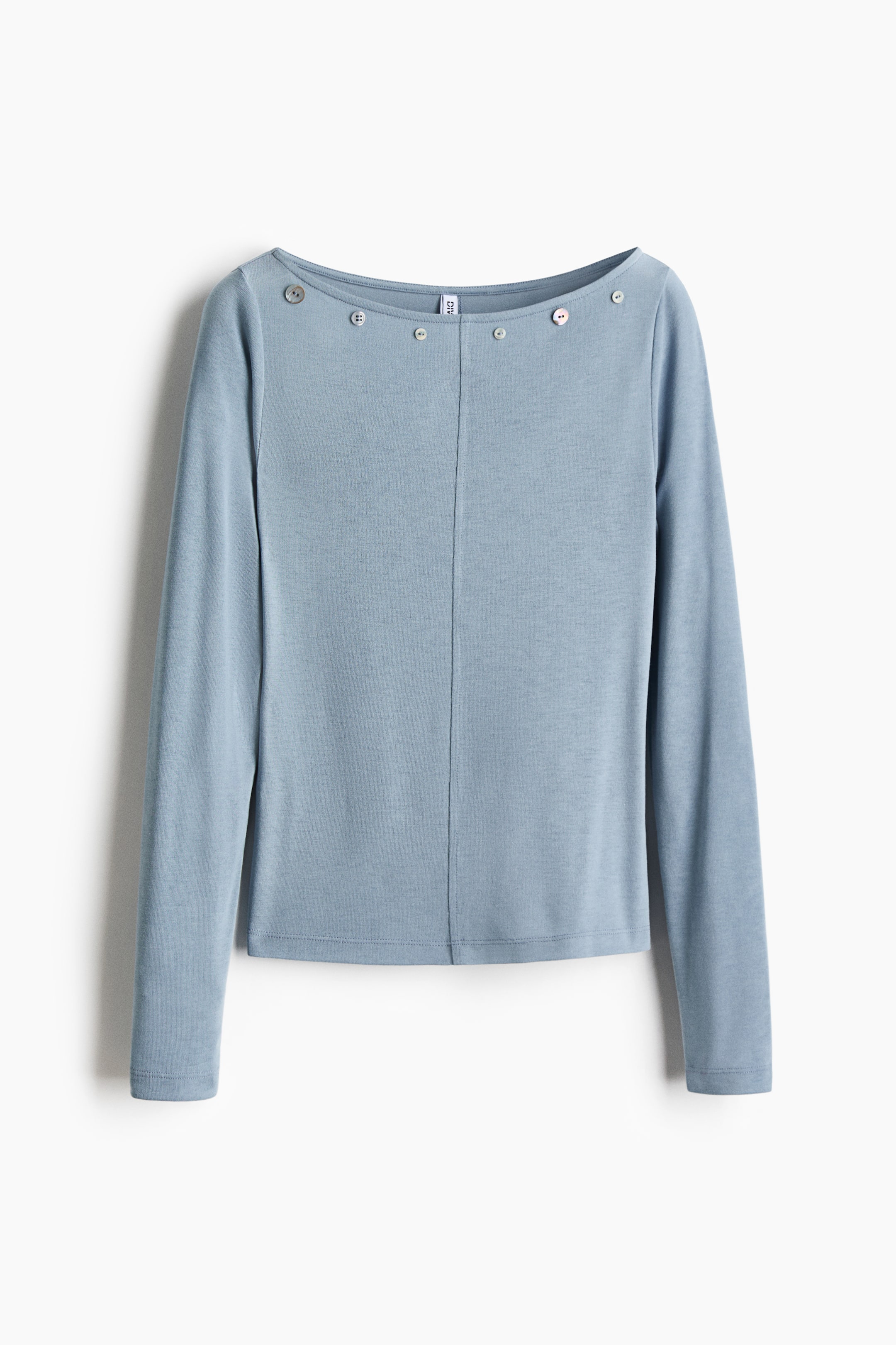 View larger image: Button-detail boat-neck top - Light dusty blue - Ladies | H&M 1