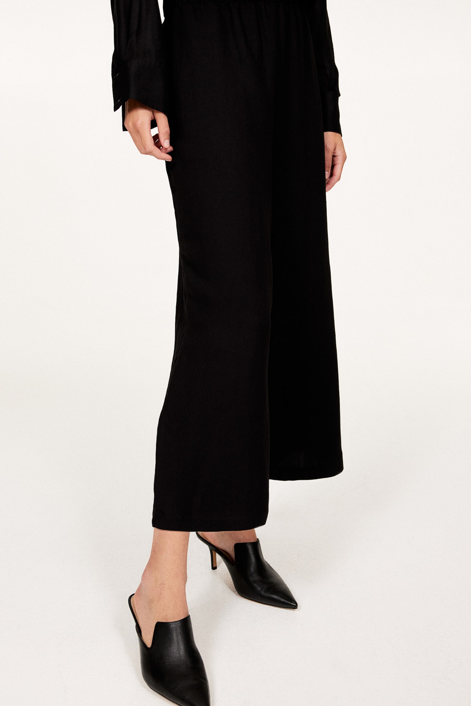 Pull-on culottes - Black/Dark khaki green/Light beige/White/Pinstriped - 5