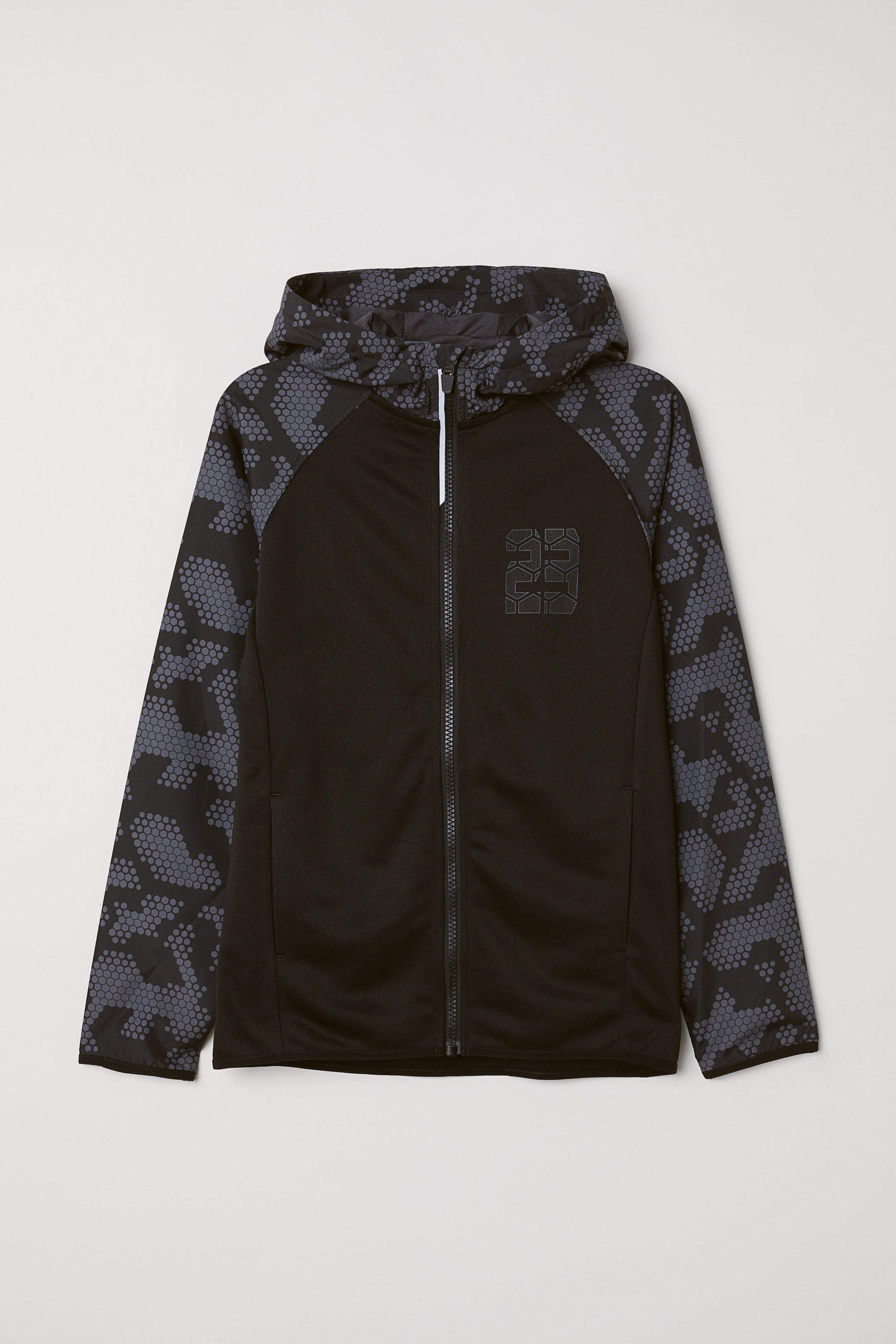 View larger image: Hooded Track Jacket - Black/gray patterned - Kids | H&M CA 1