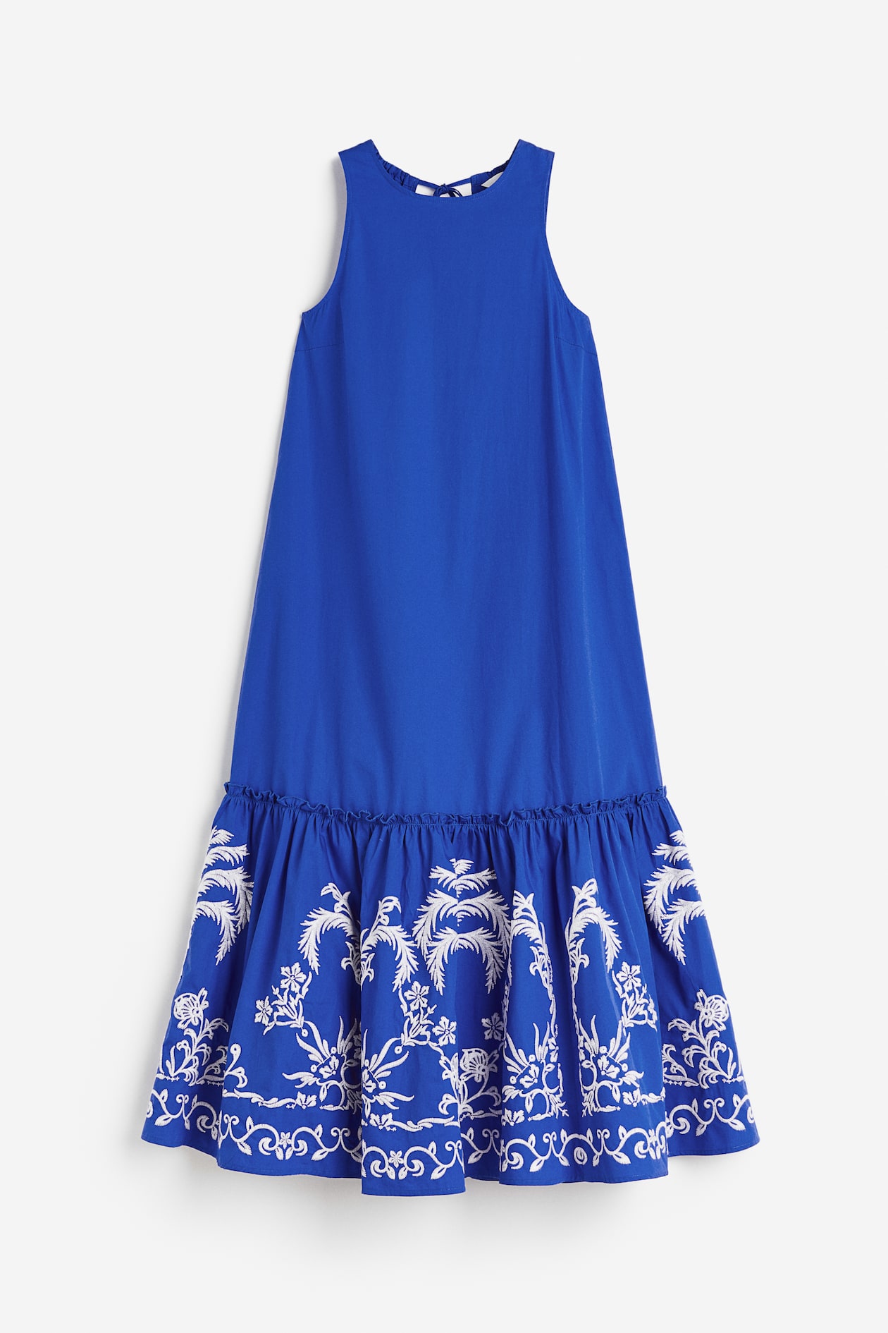 Women's Bright blue Embroidered cotton dress | H&M