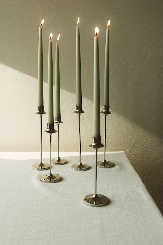 6-pack Taper Candles - Sage green/White/Light yellow/Light beige/Dark brown/Red/Light pink - 2