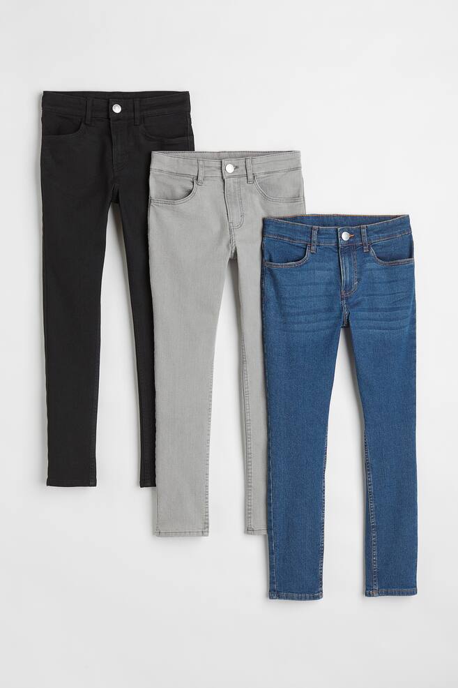 3-pack Skinny Fit Jeans - Denim blue/Black/Light grey - 1
