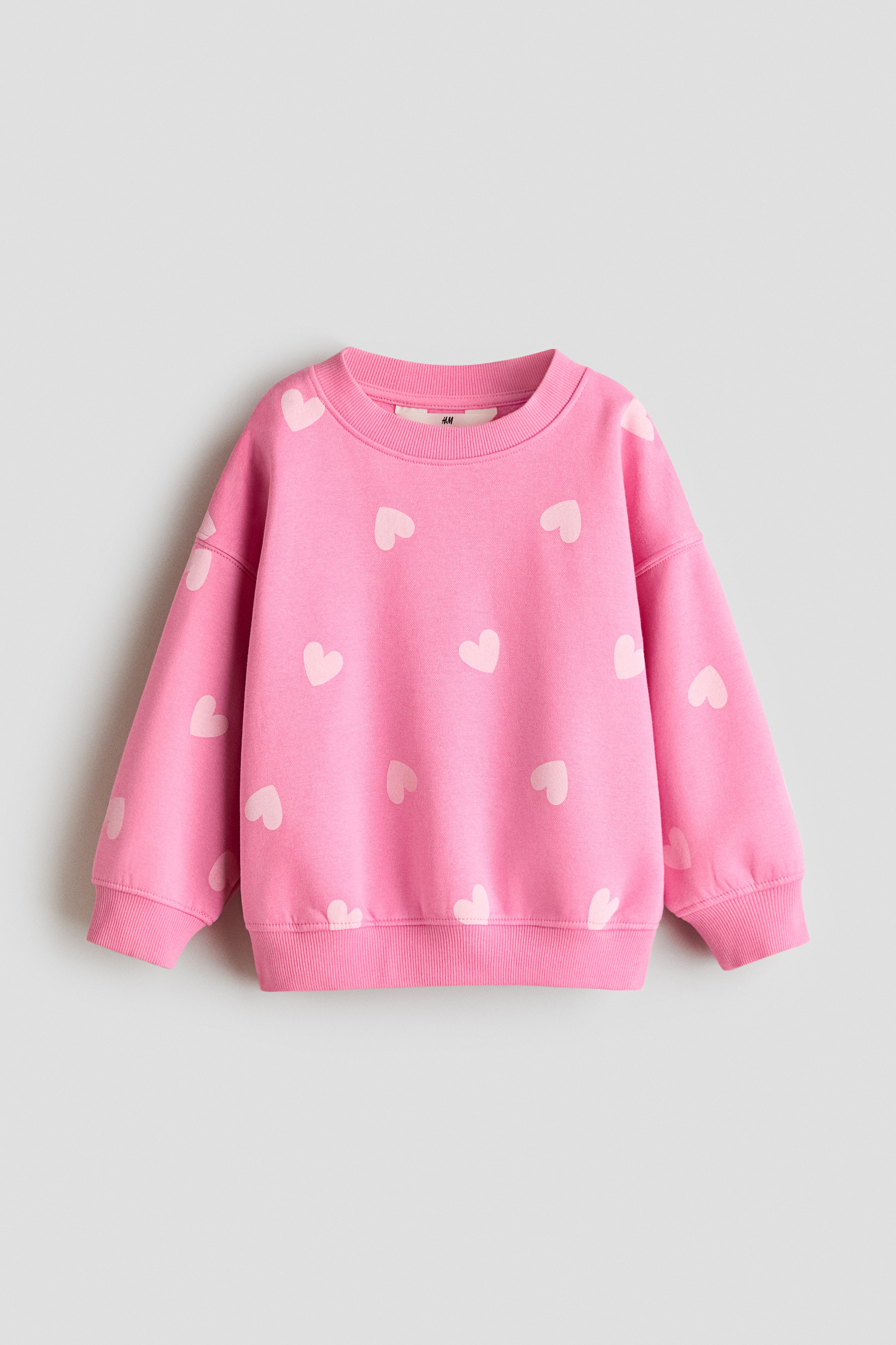 Cream/hearts Brushed-Inside Sweatshirt for kids | H&M US Cream/hearts Brushed-Inside Sweatshirt for kids | H&M US